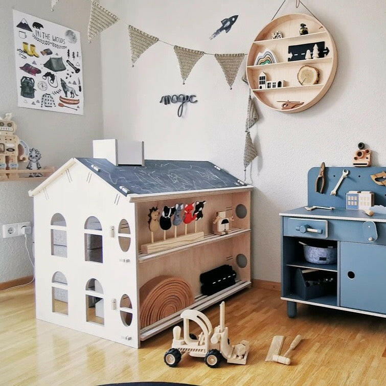 My Mini Desk House - 3 in 1 Playroom Furniture myminihome White/wood