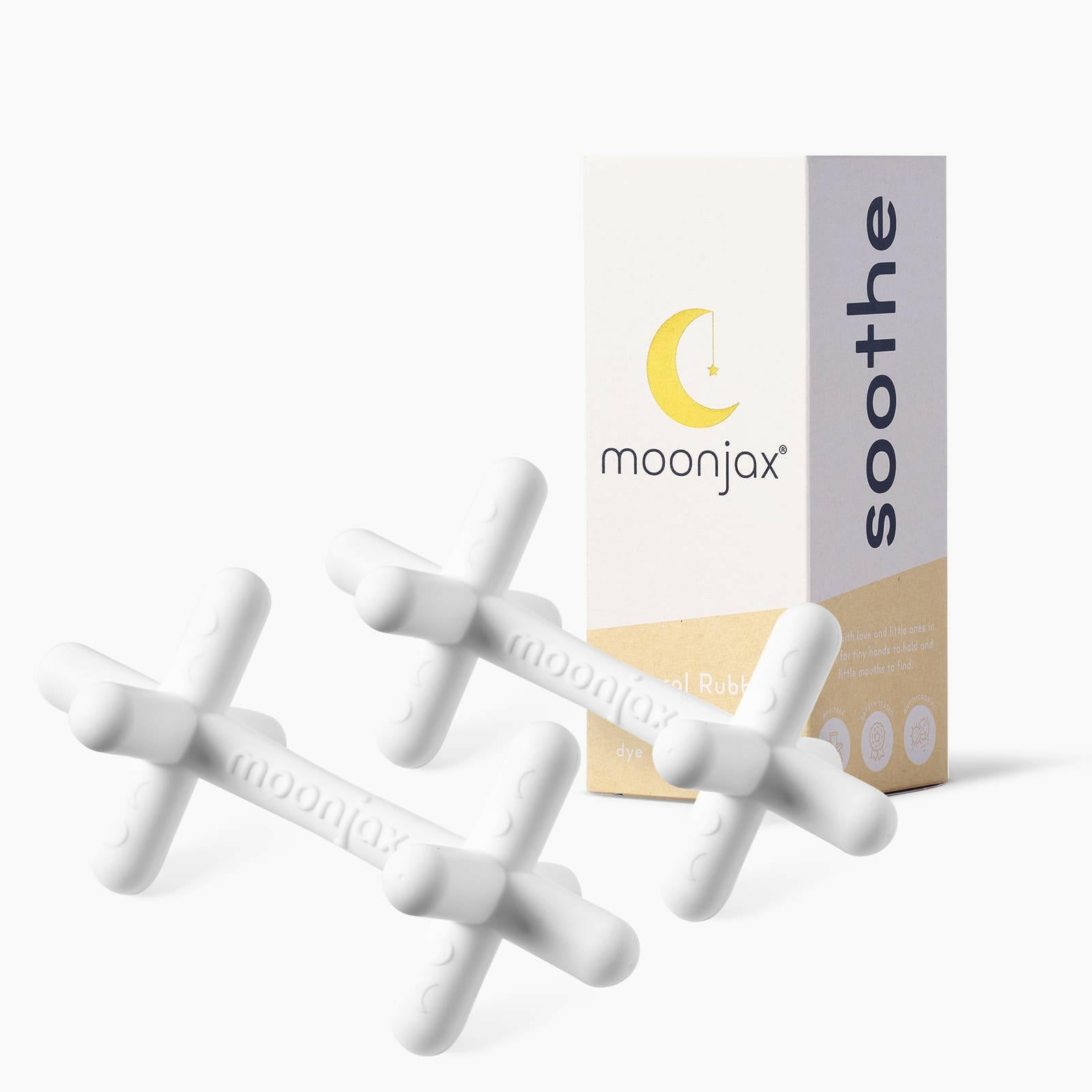 The best baby teethers: 2-pack mix & match TEETHER Moonjax® moonlight white silicone moonlight white silicone