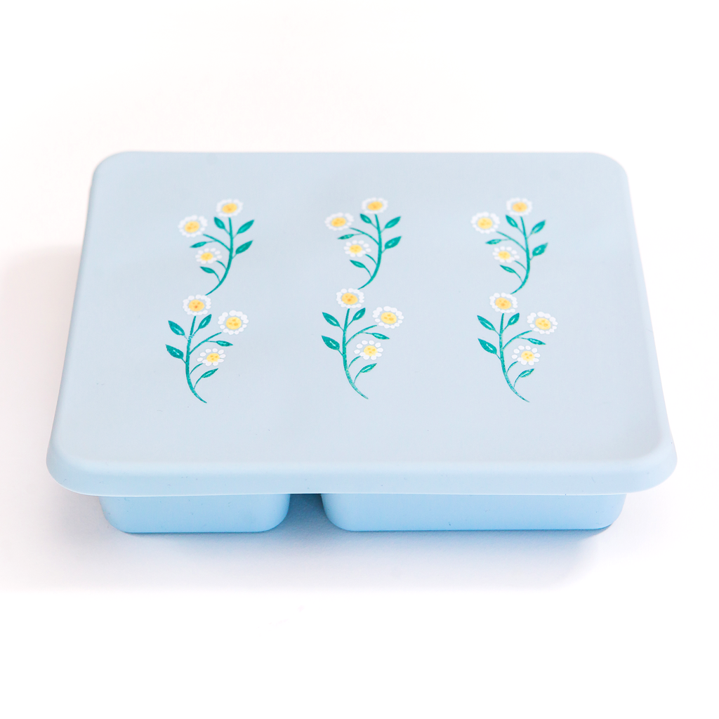Silicone Bento Box Wildflower Chambray Blue Austin Baby Collection