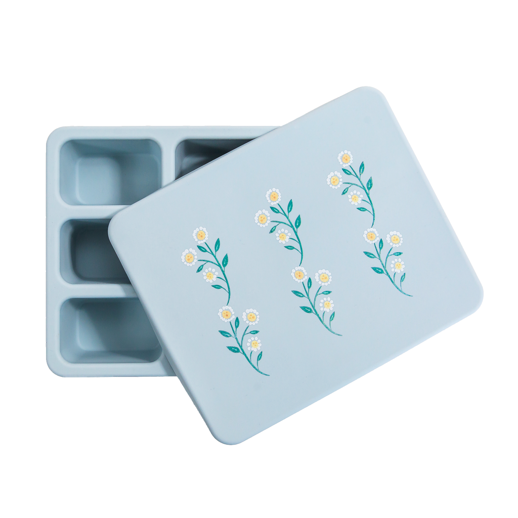 Silicone Bento Box Wildflower Chambray Blue Austin Baby Collection