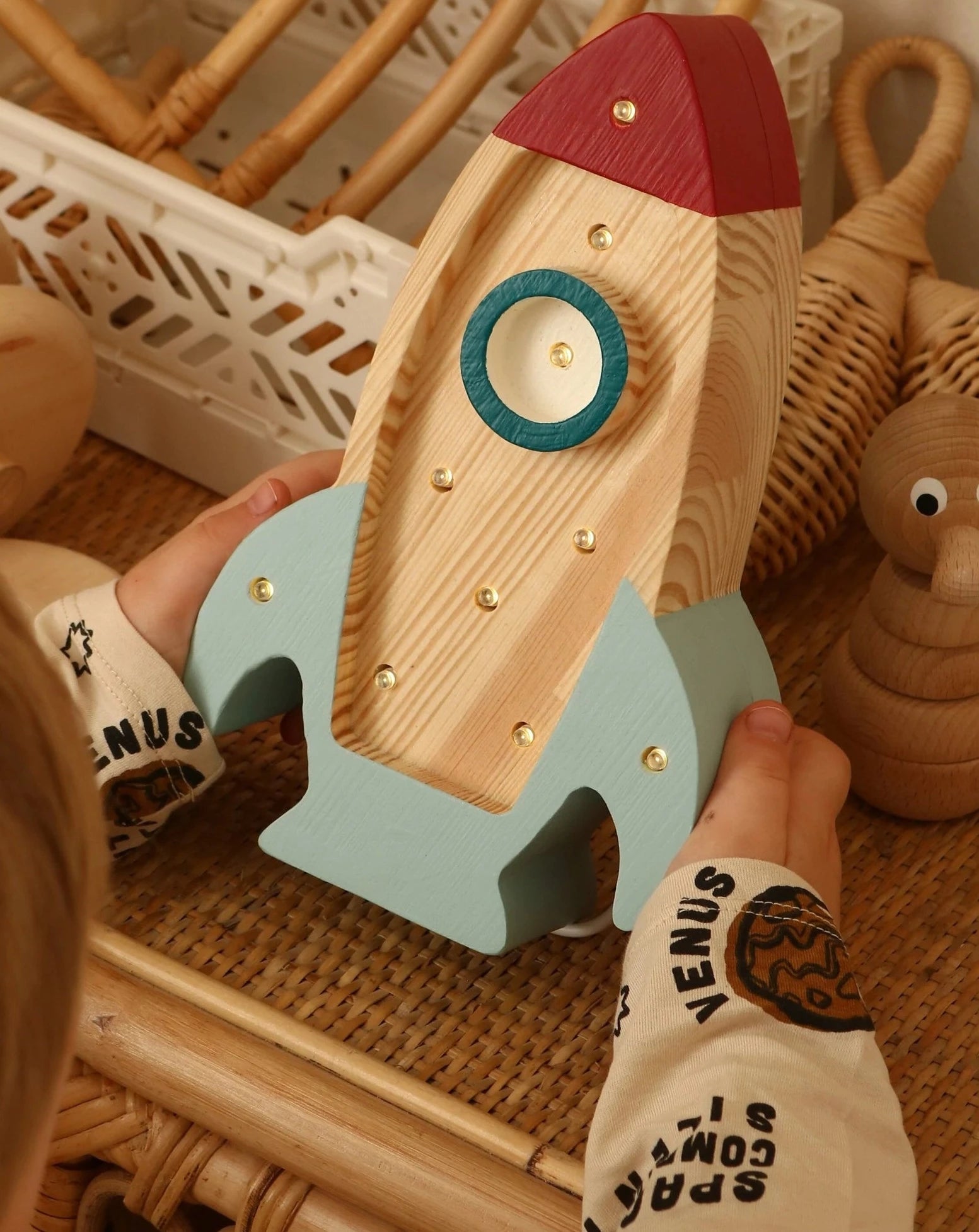 Little Lights Mini Rocket Ship Lamp Lighting Little Lights Wood