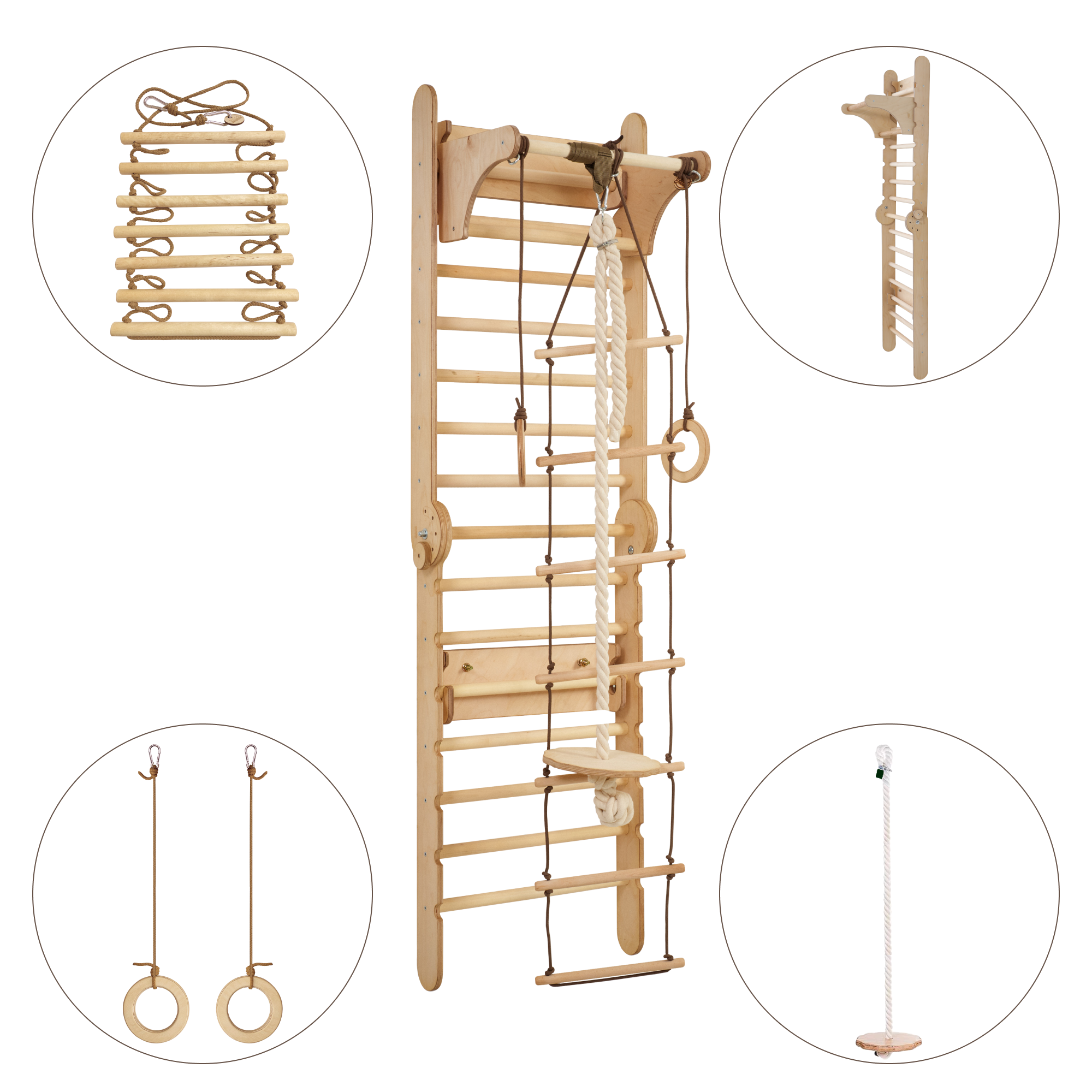Wooden Swedish Wall / Climbing ladder for Children + Swing Set Swesdish wall Goodevas