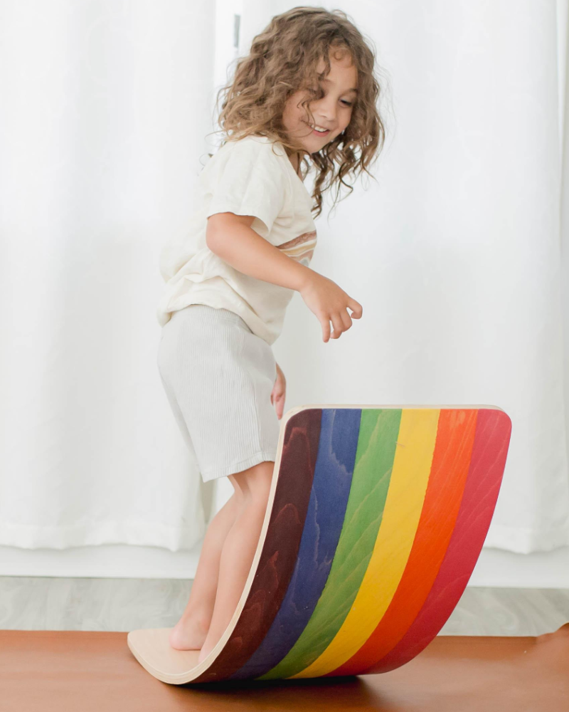 Bunny Hopkins Toddler Wooden Wobble Board Wooden Toys Bunny Hopkins Regular 3+ years Rainbow