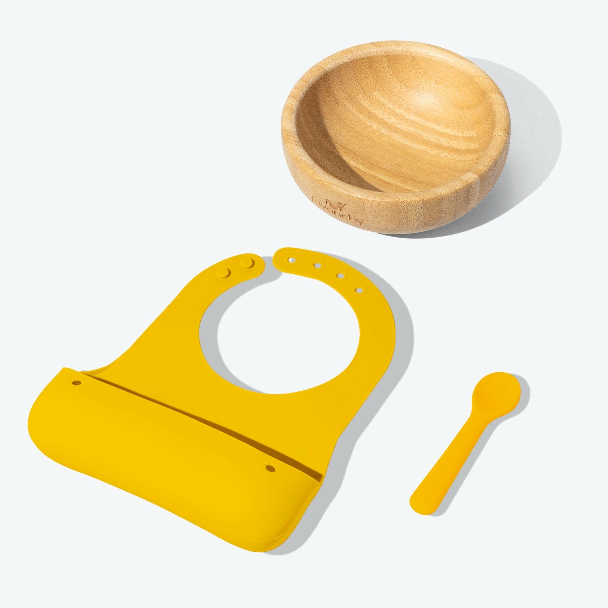 Avanchy Early Feeding Baby Gift Set Baby Feeding Avanchy Sustainable Baby Dishware Yellow Bamboo Bowl