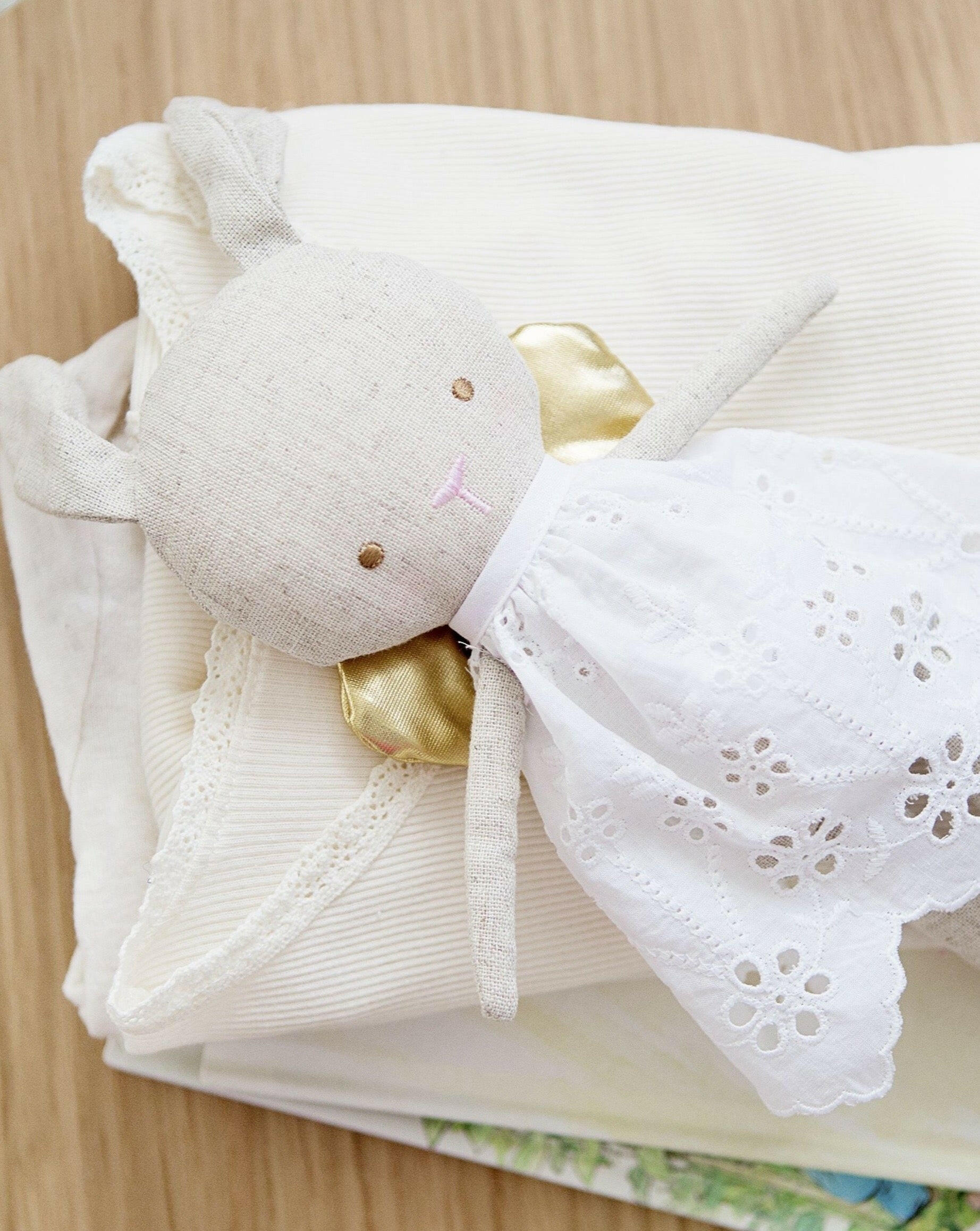 Linen Baby Angel Bunny - Gold Kids Toys Alimrose