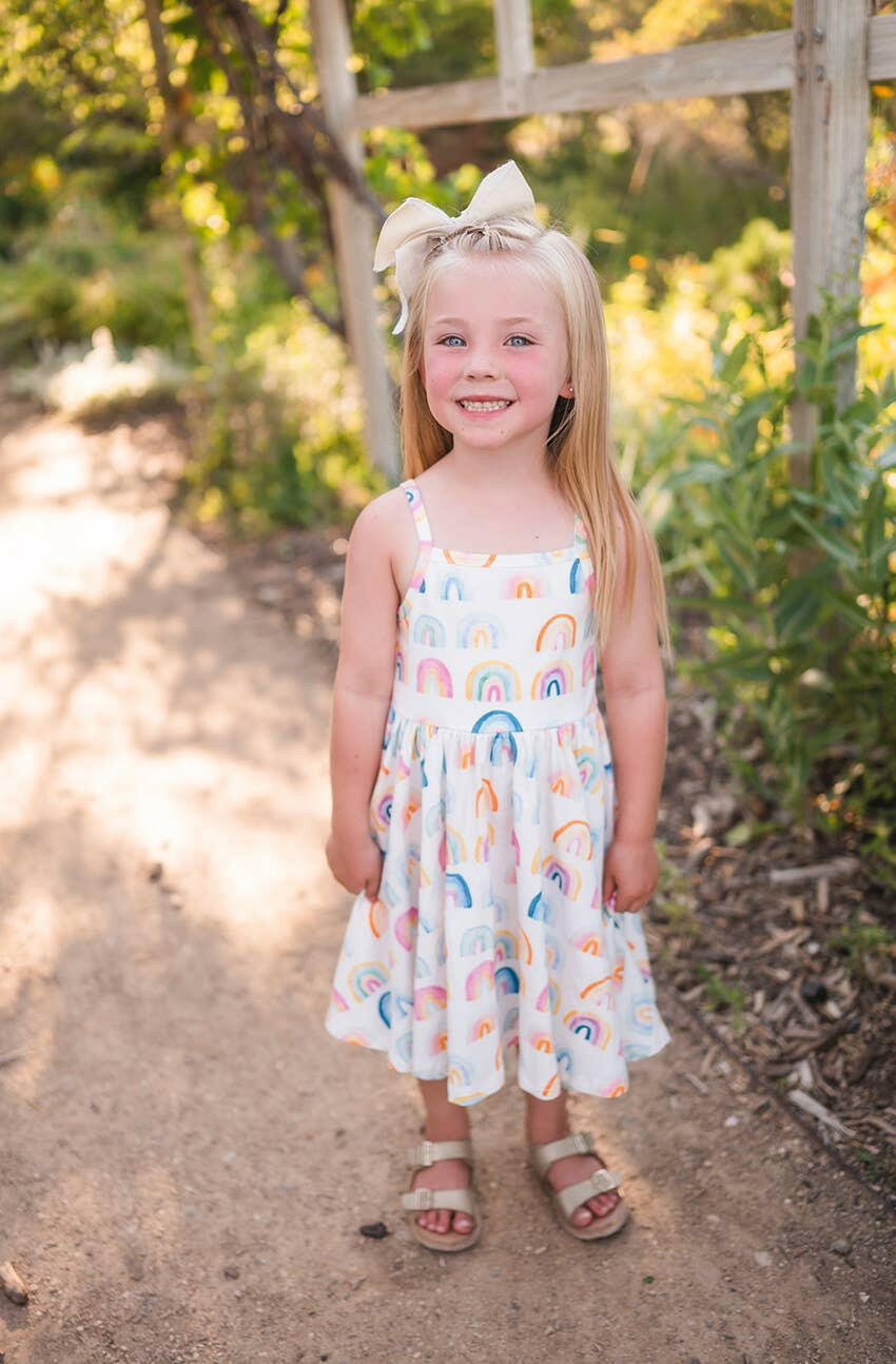 Camila Dress in Watercolor Rainbow dress Ollie Jay