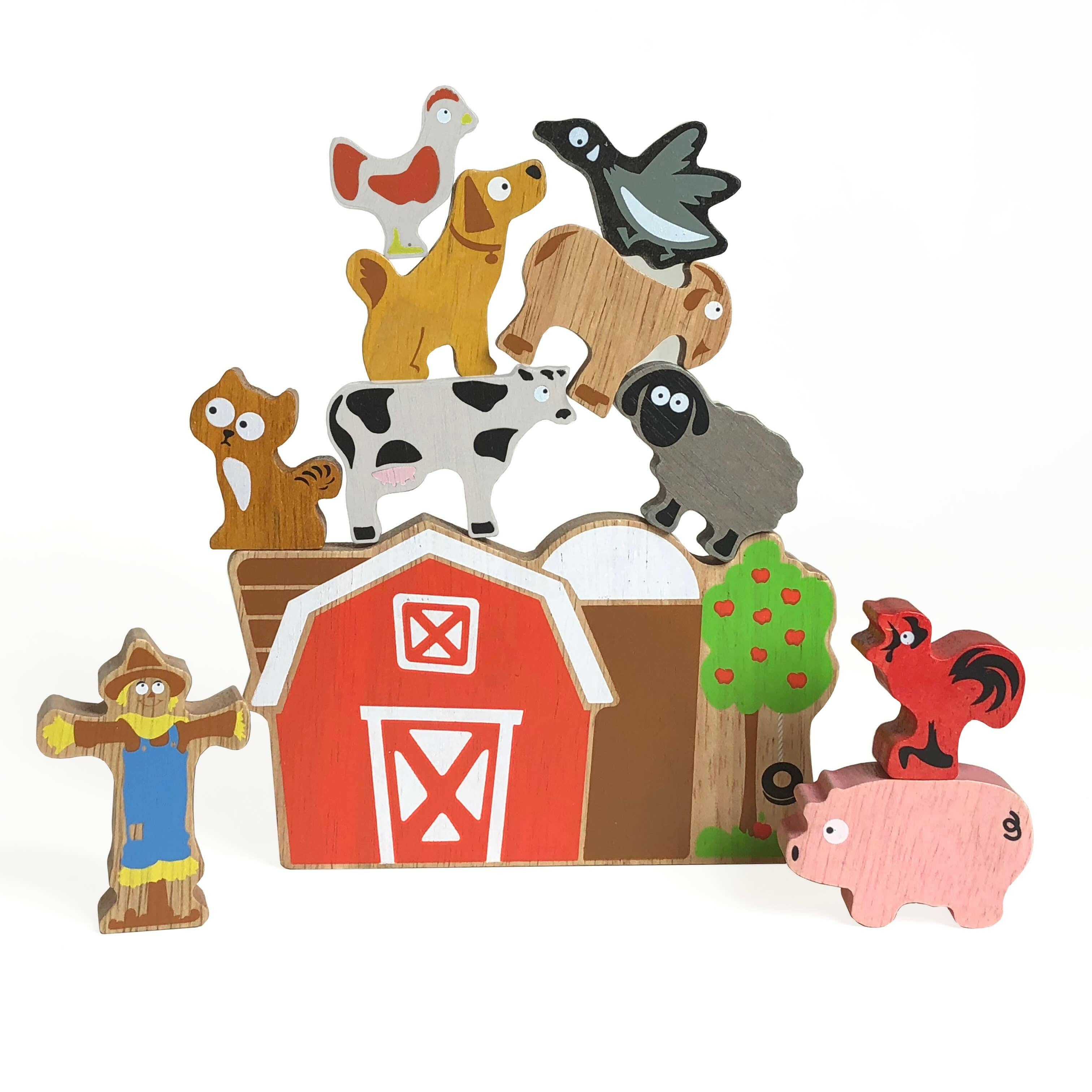 Balance Barn Game - Stacking Game & Farm Playset Wooden Toys BeginAgain