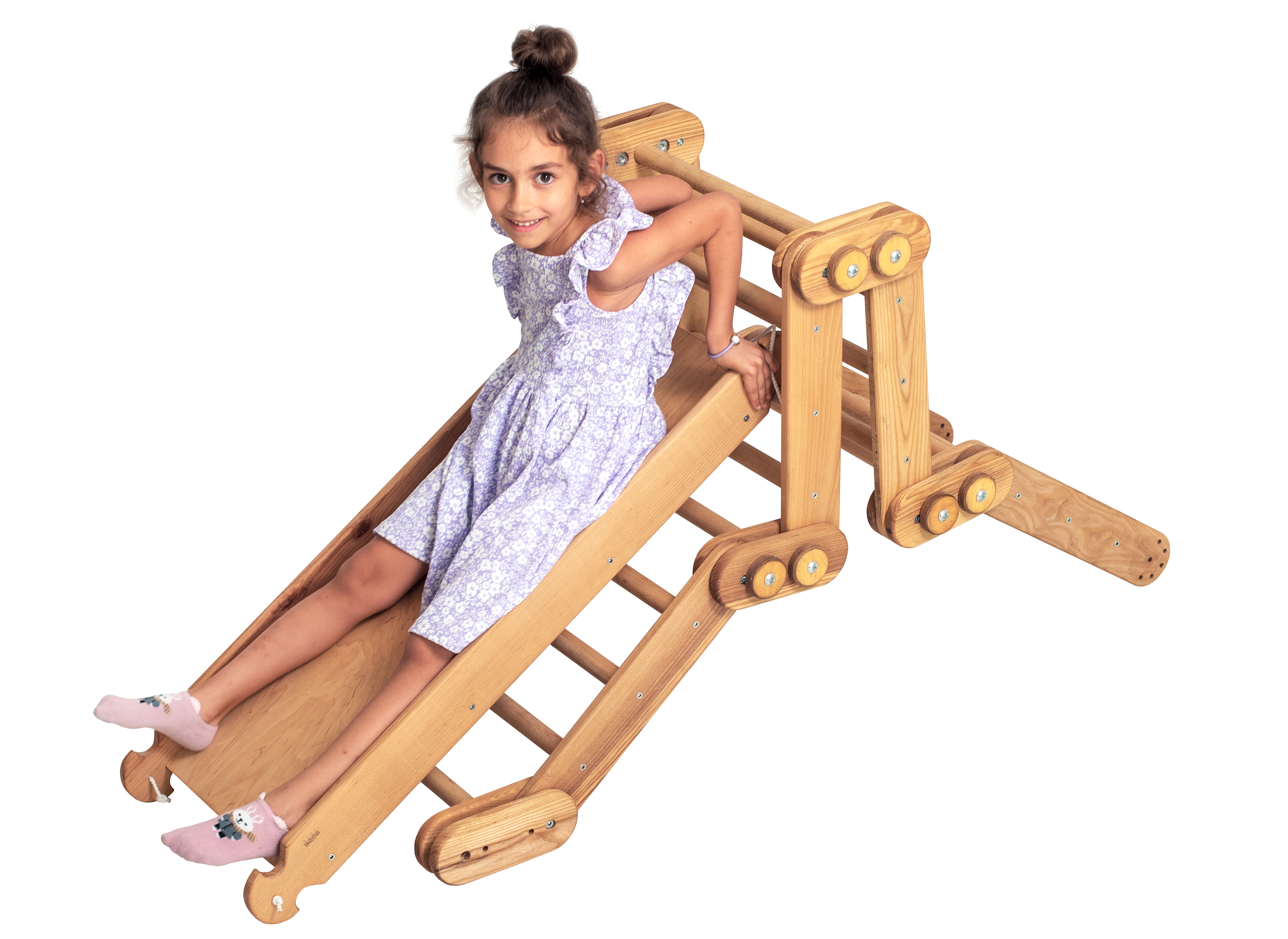 Montessori Climbing Frame Set 2in1: Snake Ladder + Slide Board/Climbing Ramp | Chocolate 2in1 Playsets Goodevas Beige