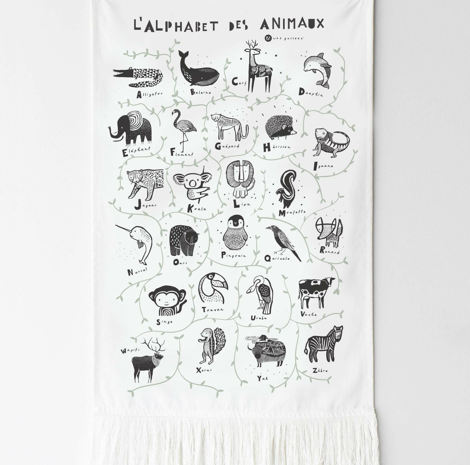 Animal Alphabet Printed Tapestry - French Edition Decor Wee Gallery