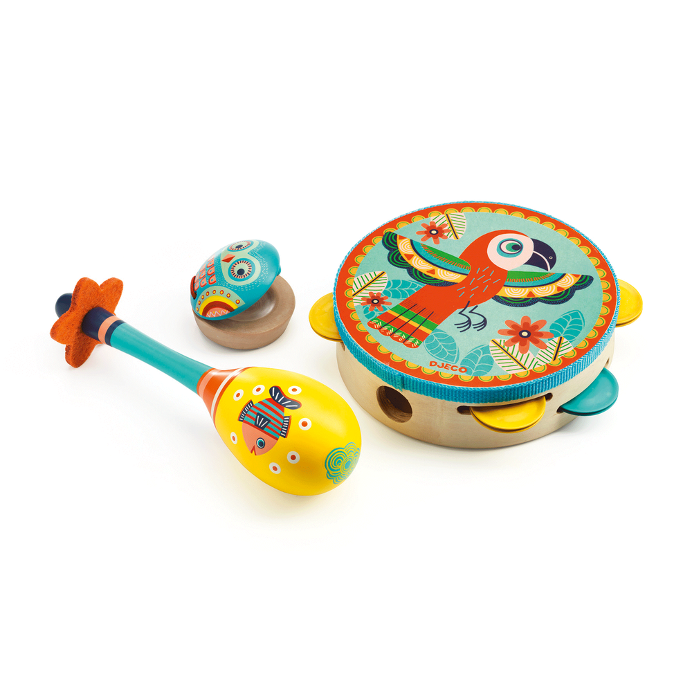 Animambo 3 pc Set Tambourine Musical Toys Djeco
