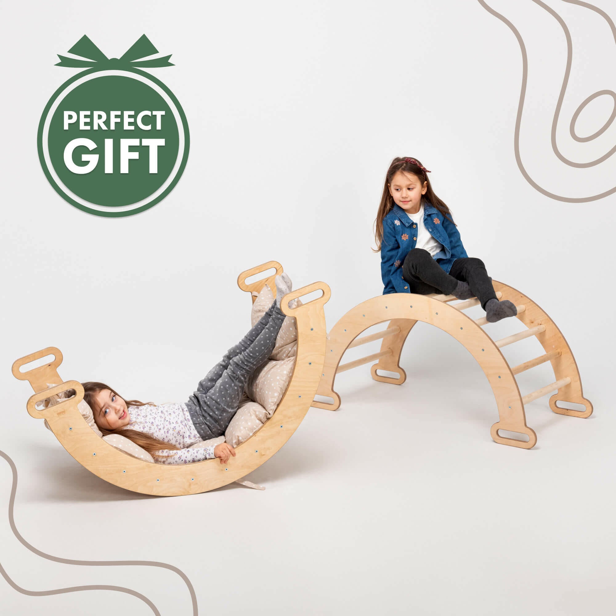Climbing Arch & Rocker Balance - Montessori Climbers for Kids 1-7 y.o. – Chocolate Single Ladders Goodevas