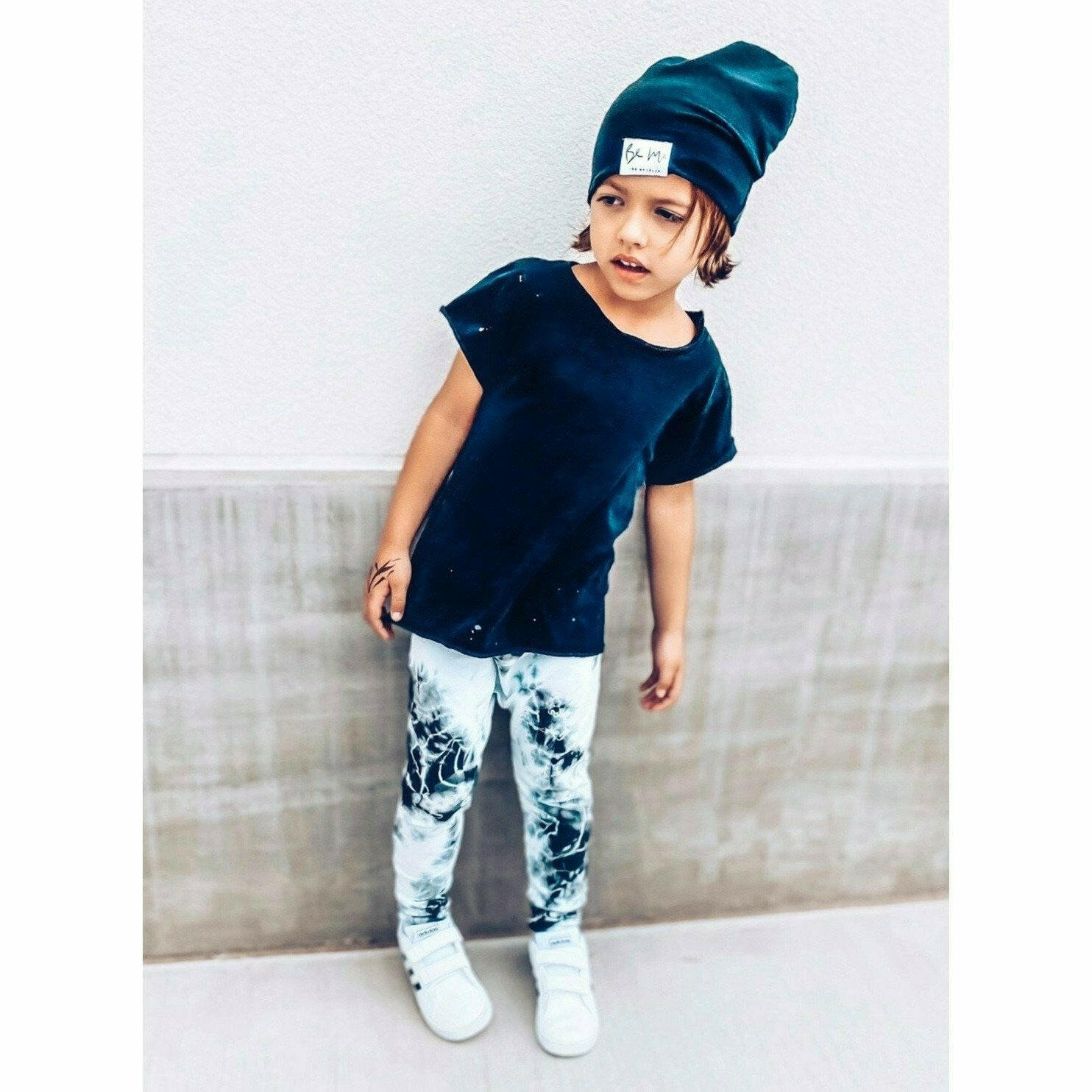 Organic Malibu Joggers Marble Tie Dye Black/White Joggers Be Mi Los Angeles