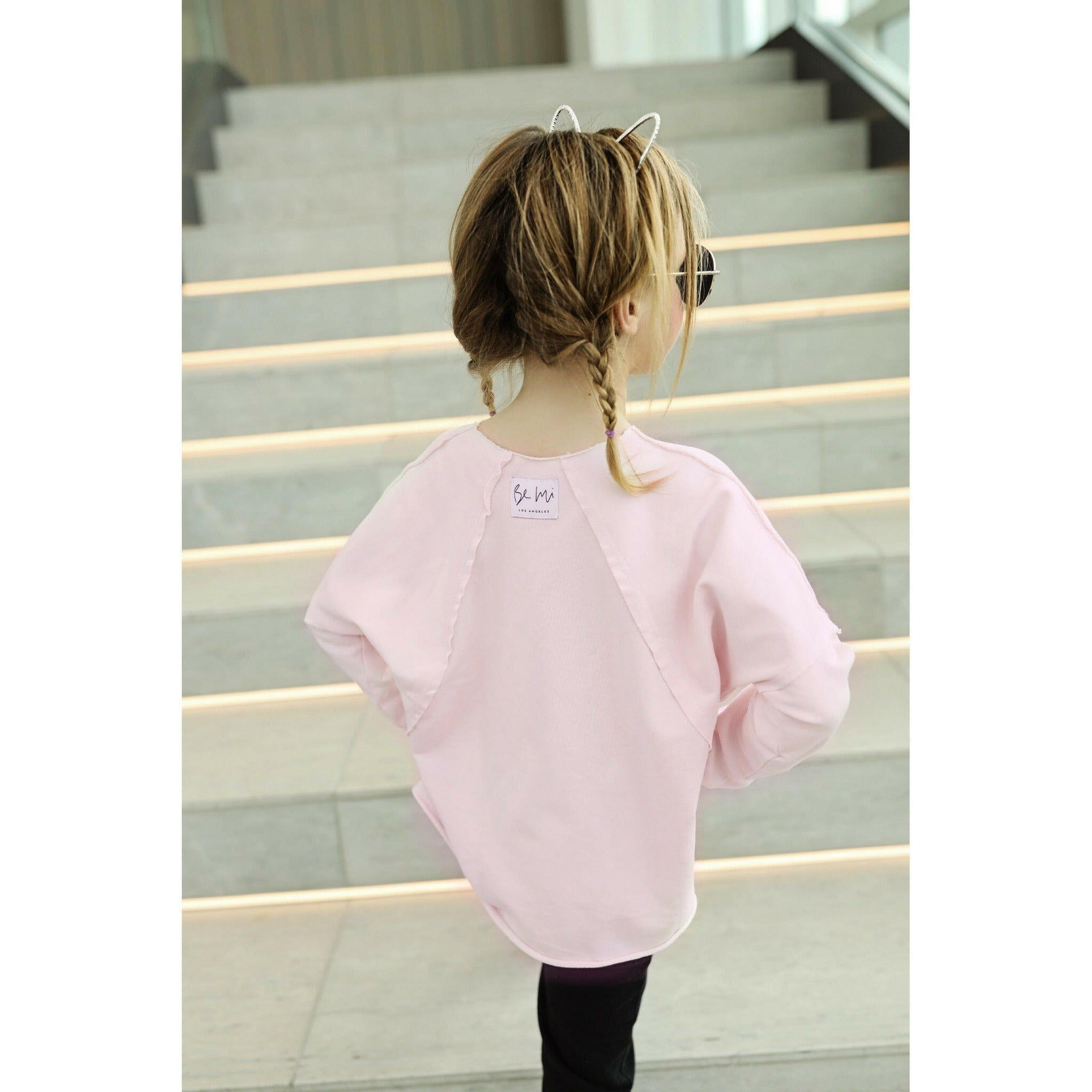 Organic V Raw Edge Top Sweatshirts Be Mi Los Angeles 2-3 Pink
