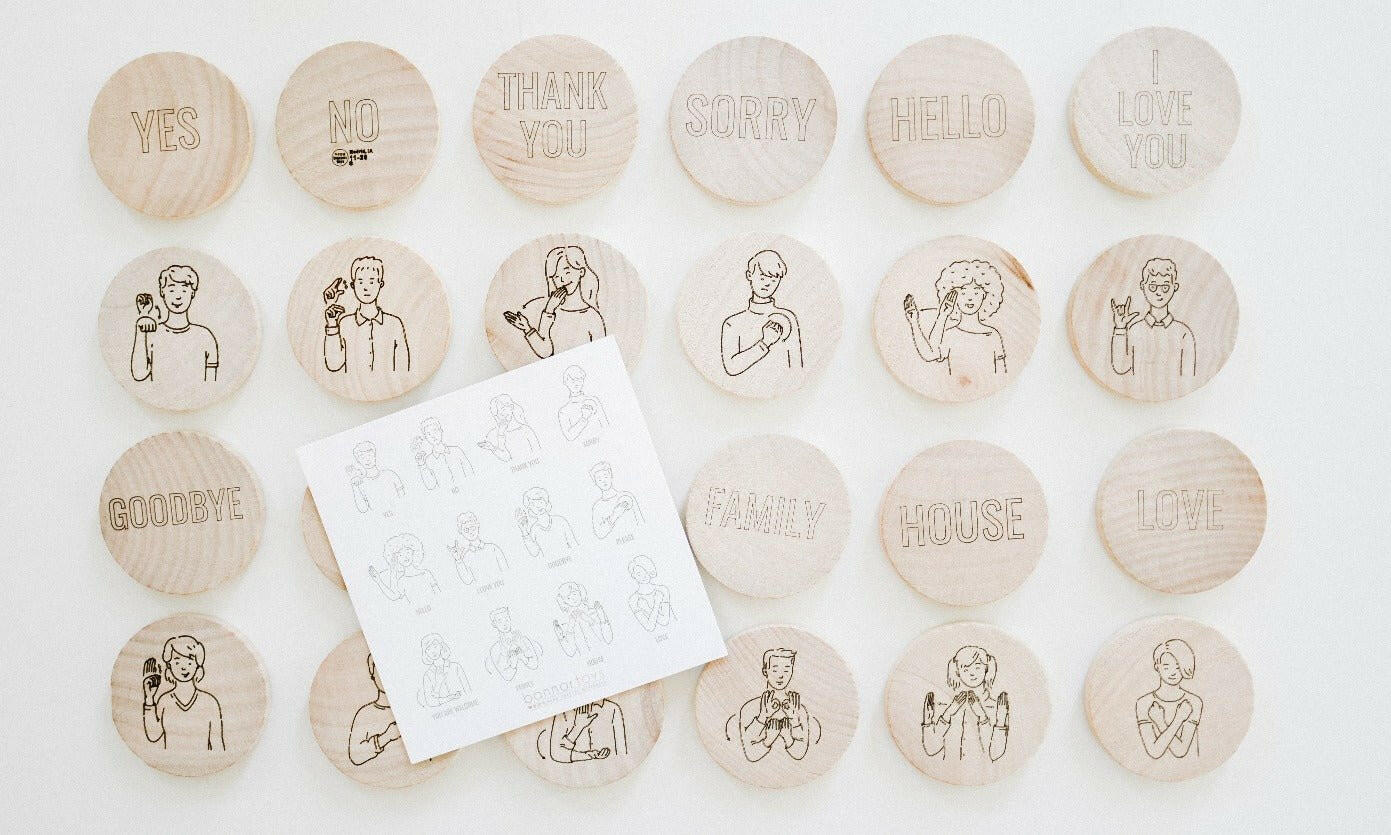 ASL Words Matching Tiles Educational Flash Cards Bannor Toys