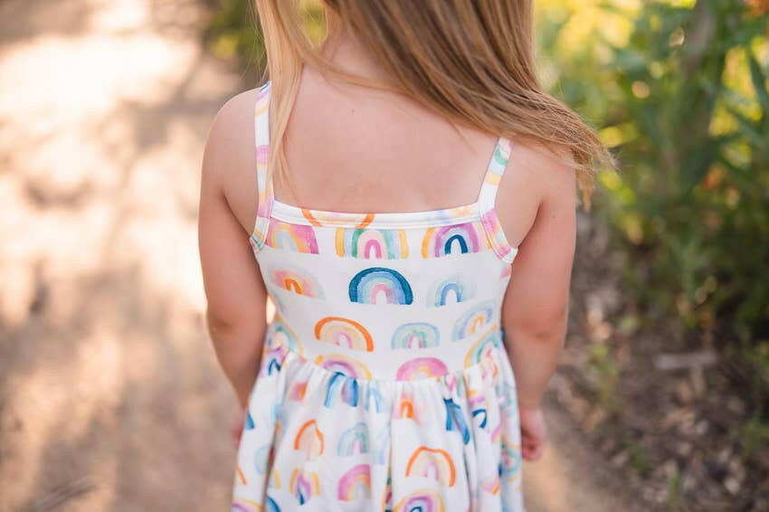 Camila Dress in Watercolor Rainbow dress Ollie Jay
