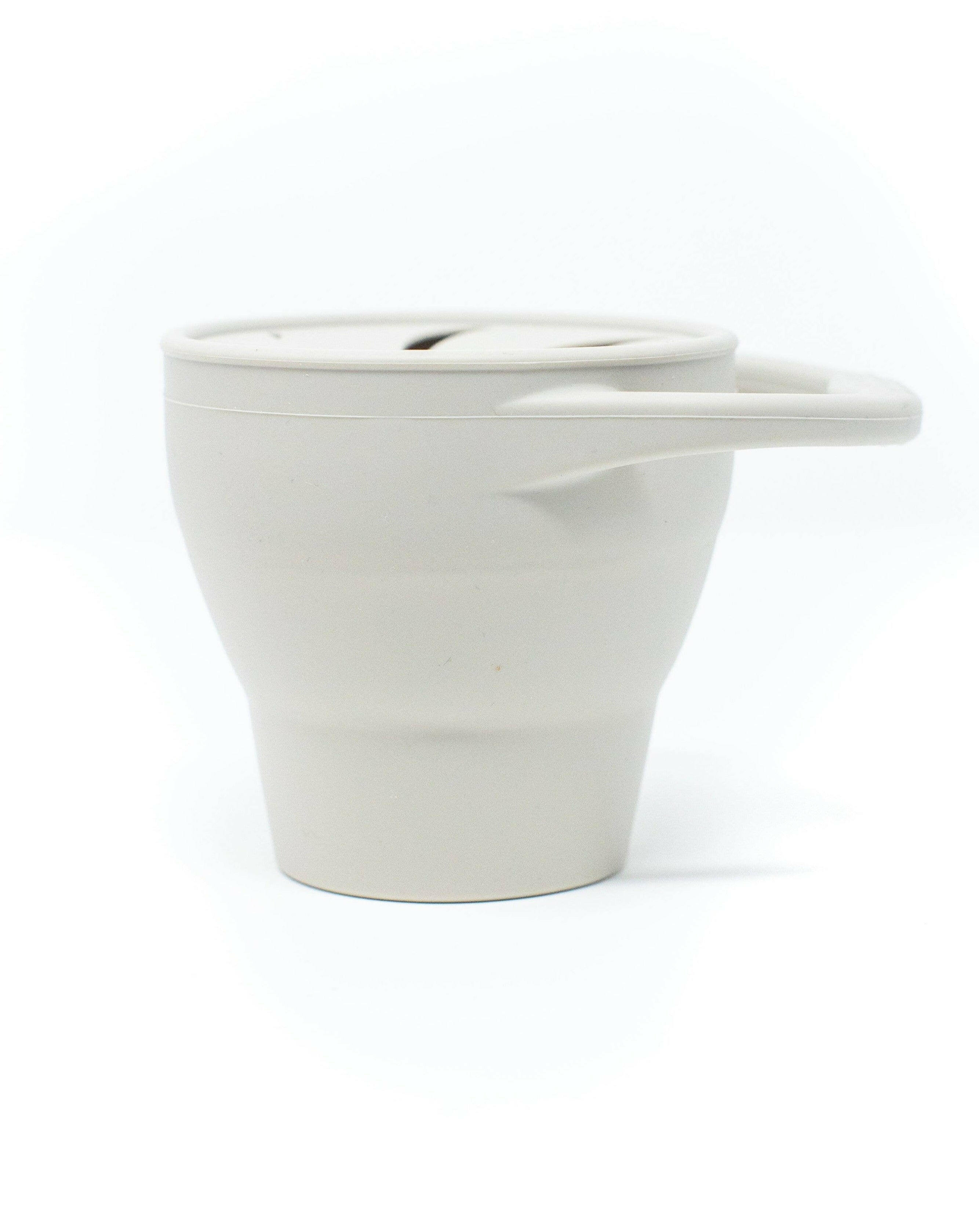 Silicone Collapsible Snack Cup Feeding Three Hearts Taupe