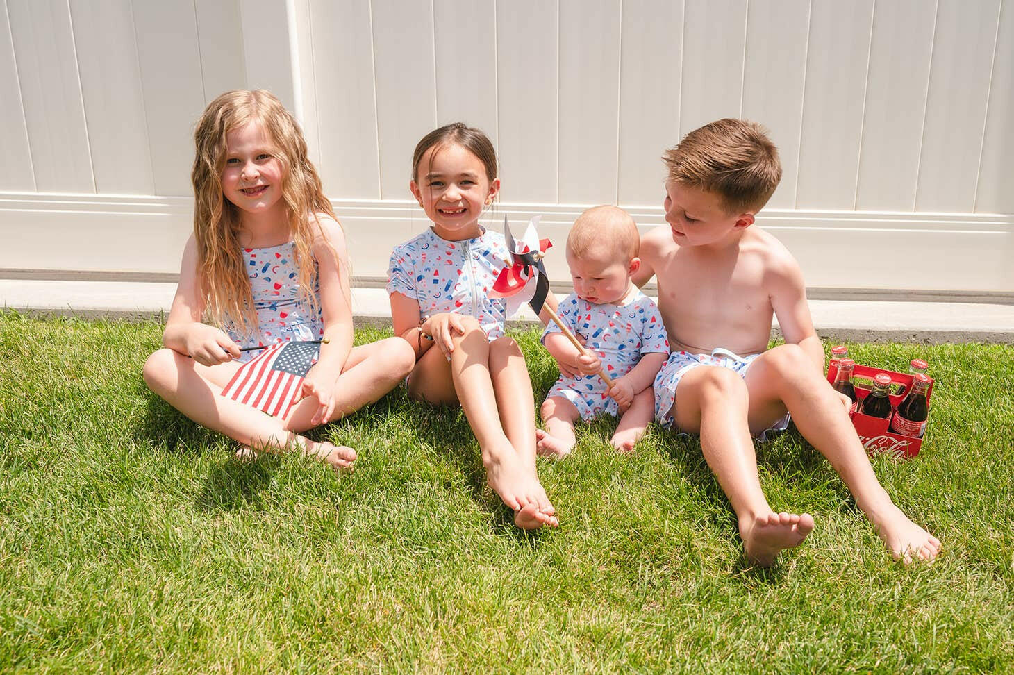 Baby Swim in Sweet Freedom, UPF 50 romper Ollie Jay
