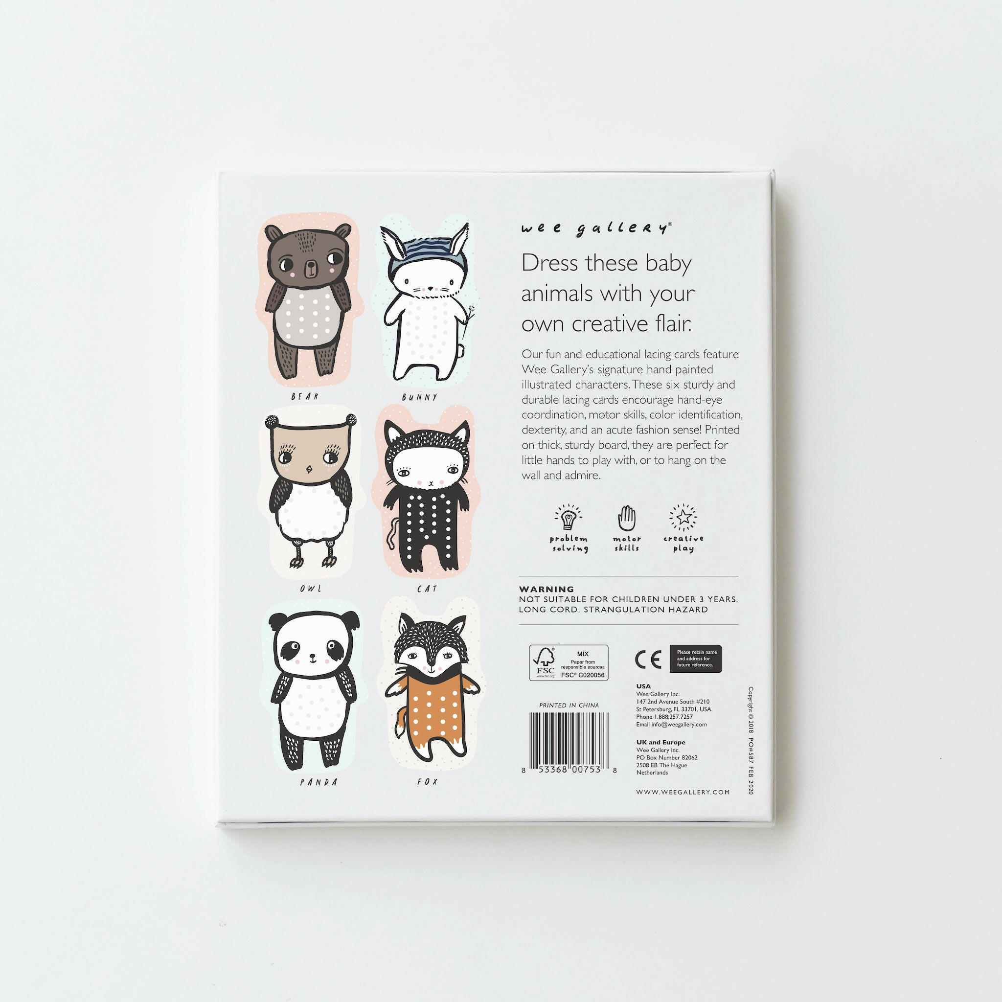 Lacing Cards - Baby Animals Learning Cards Wee Gallery