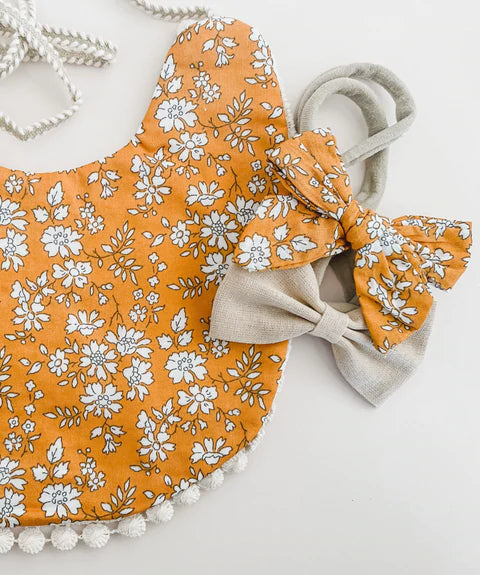 Reversible Floral Baby Bib and Headbands Set - Liberty of London Floral Bibs Little Wonder & Co.