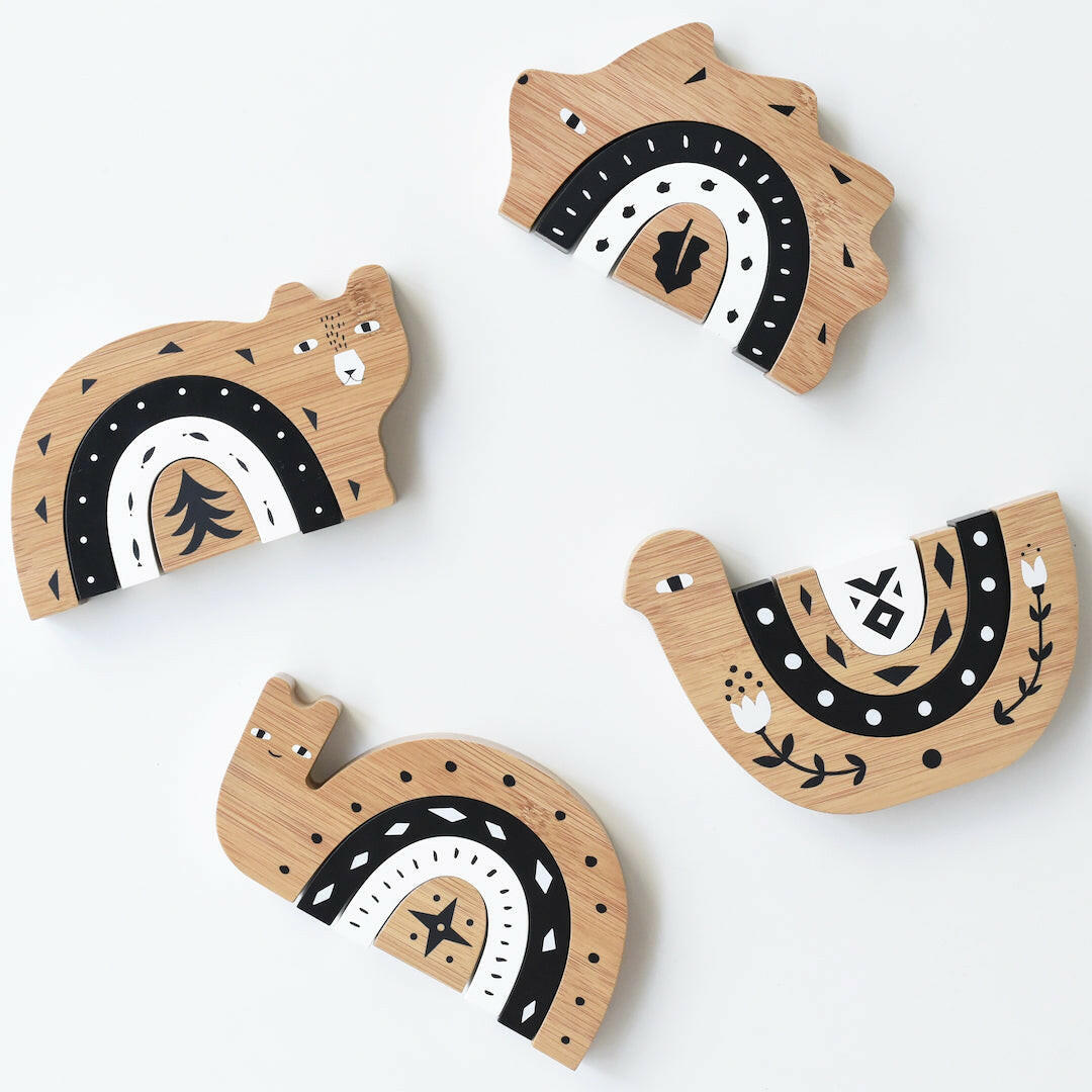 Bamboo Nesting Bear Wooden Toys Wee Gallery