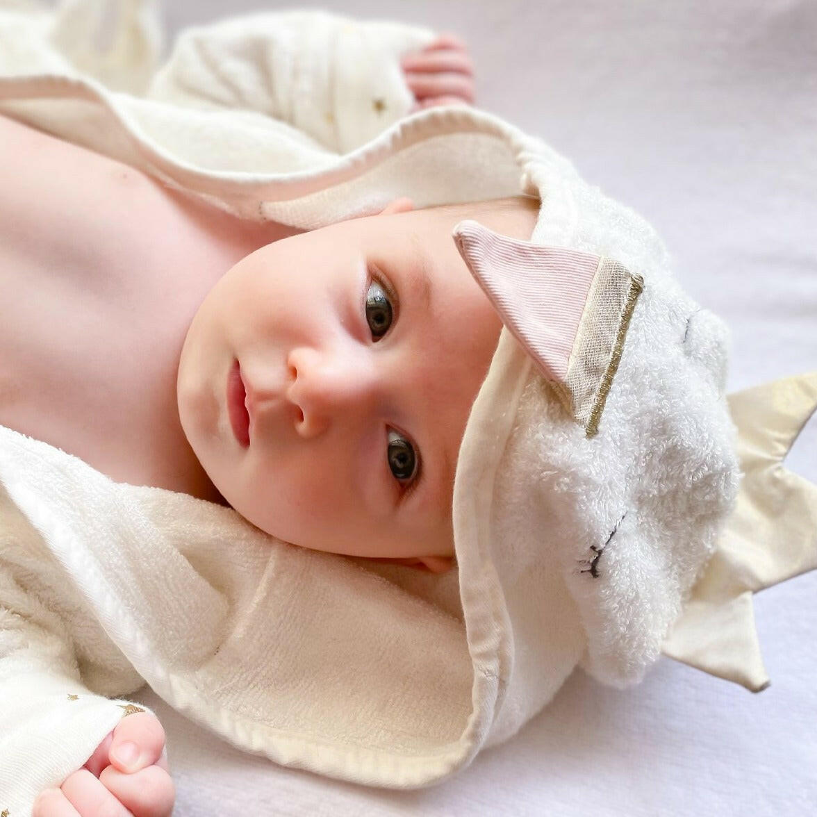 Swan Bamboo Terry Ivory Baby Bath Robe Bathrobe MON AMI