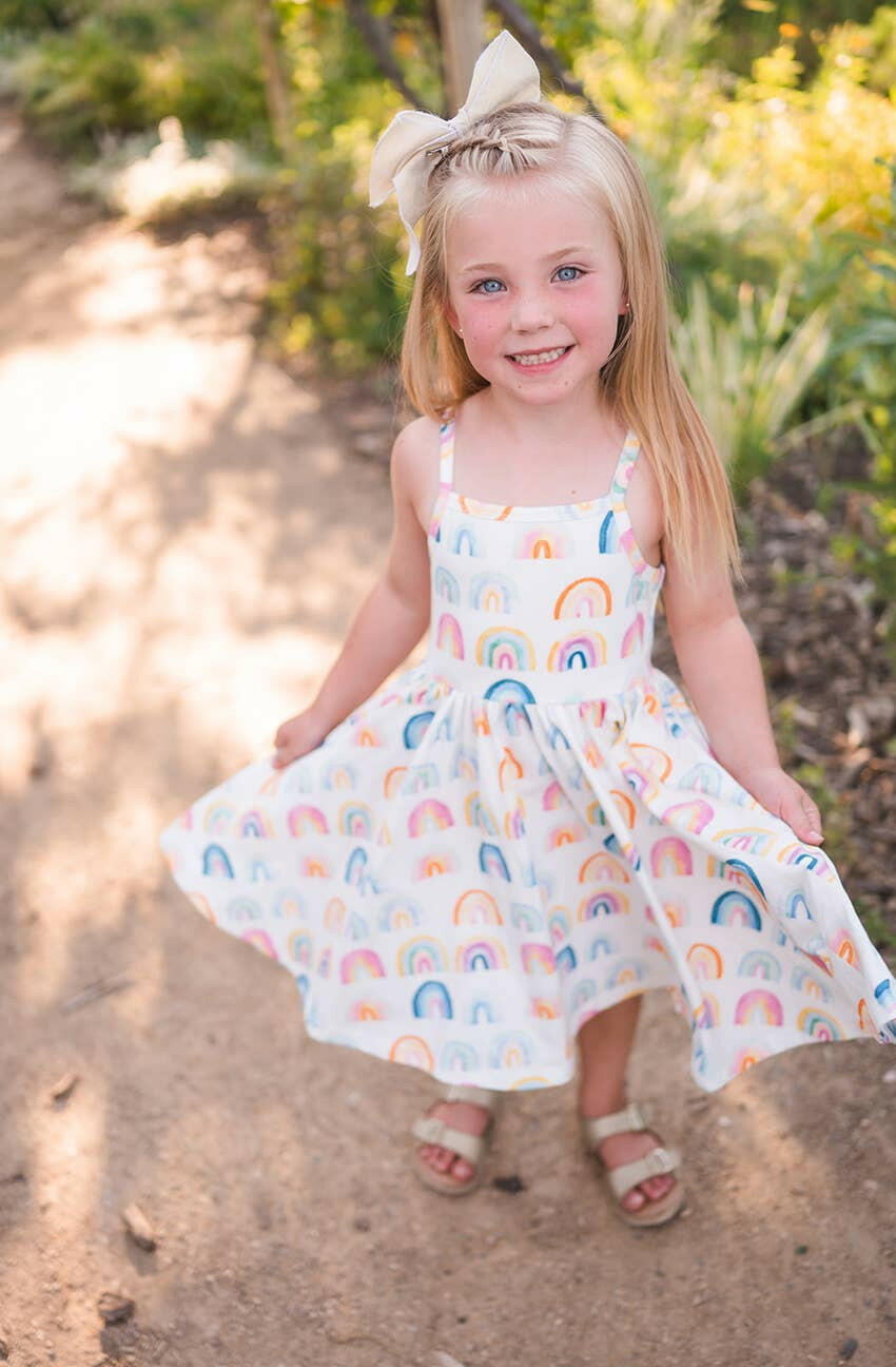 Camila Dress in Watercolor Rainbow dress Ollie Jay