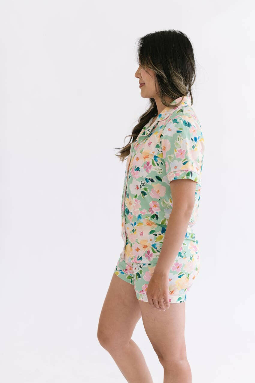 2 Piece Mama Pajama Short Set in Watercolor Floral Ollie Jay