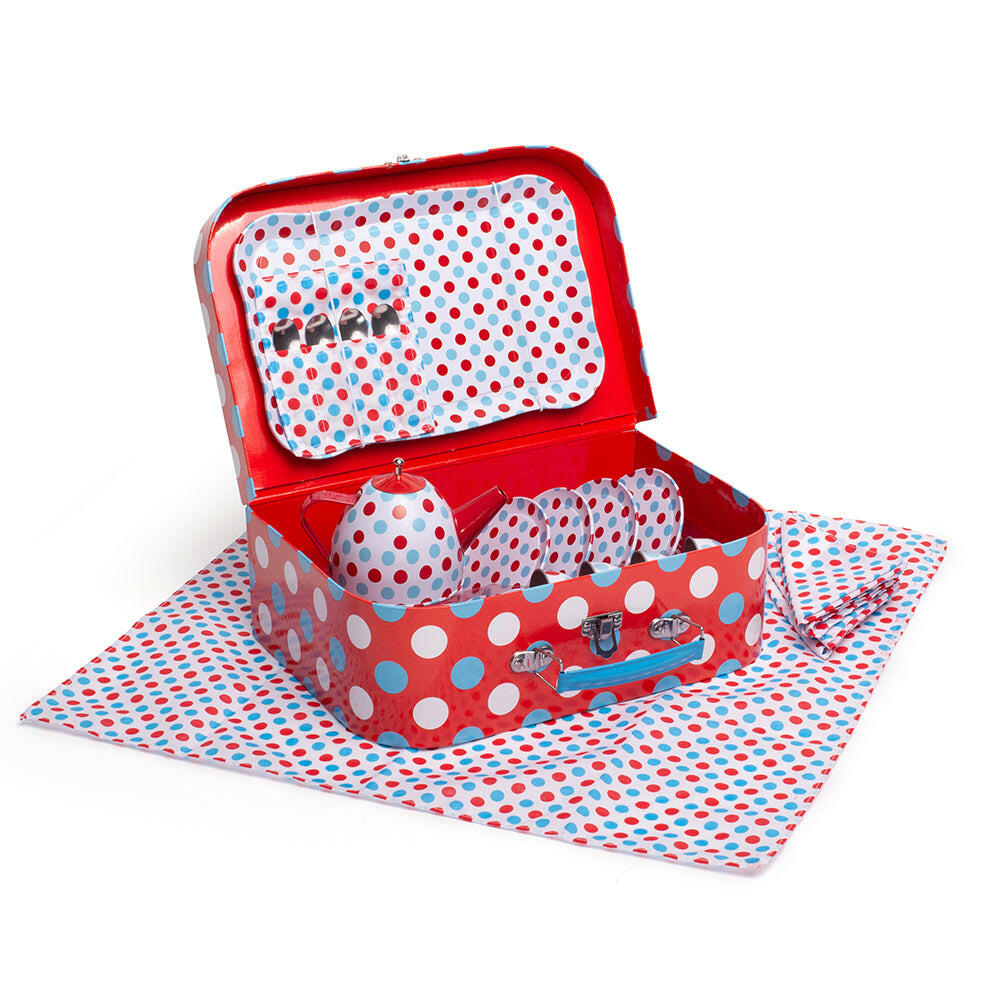 Spotted Tea Set in a Case by Bigjigs Toys US  Bigjigs Toys US