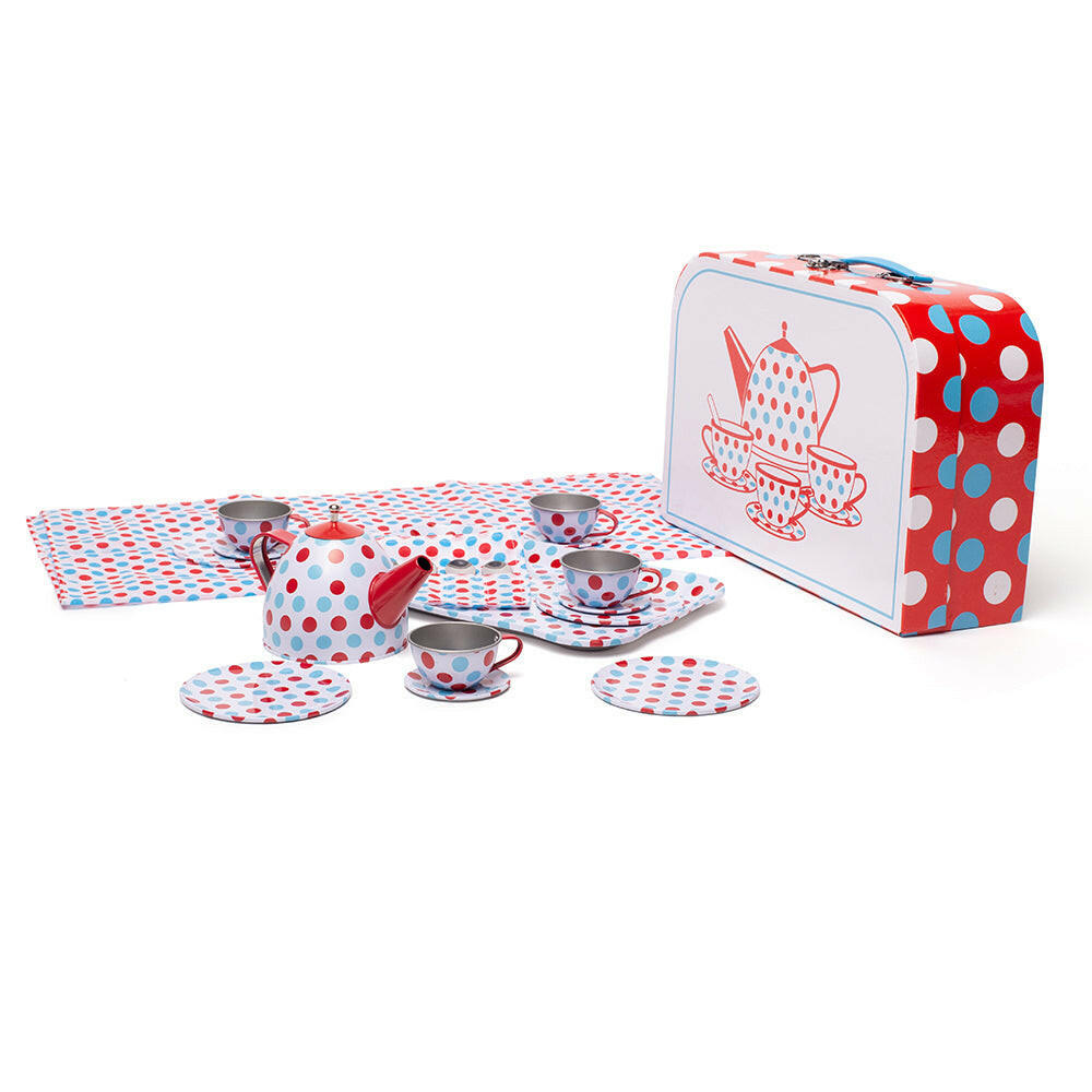 Spotted Tea Set in a Case by Bigjigs Toys US  Bigjigs Toys US
