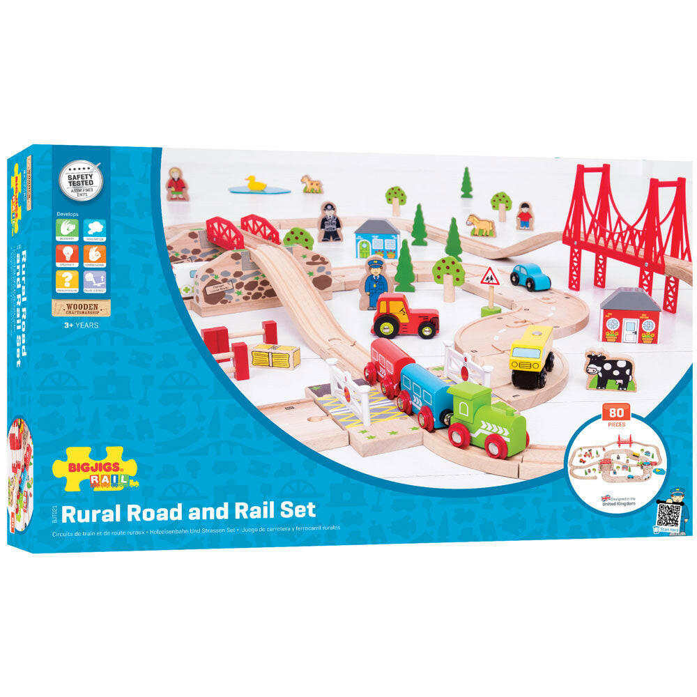 Road & Rail Train Set by Bigjigs Toys US  Bigjigs Toys US