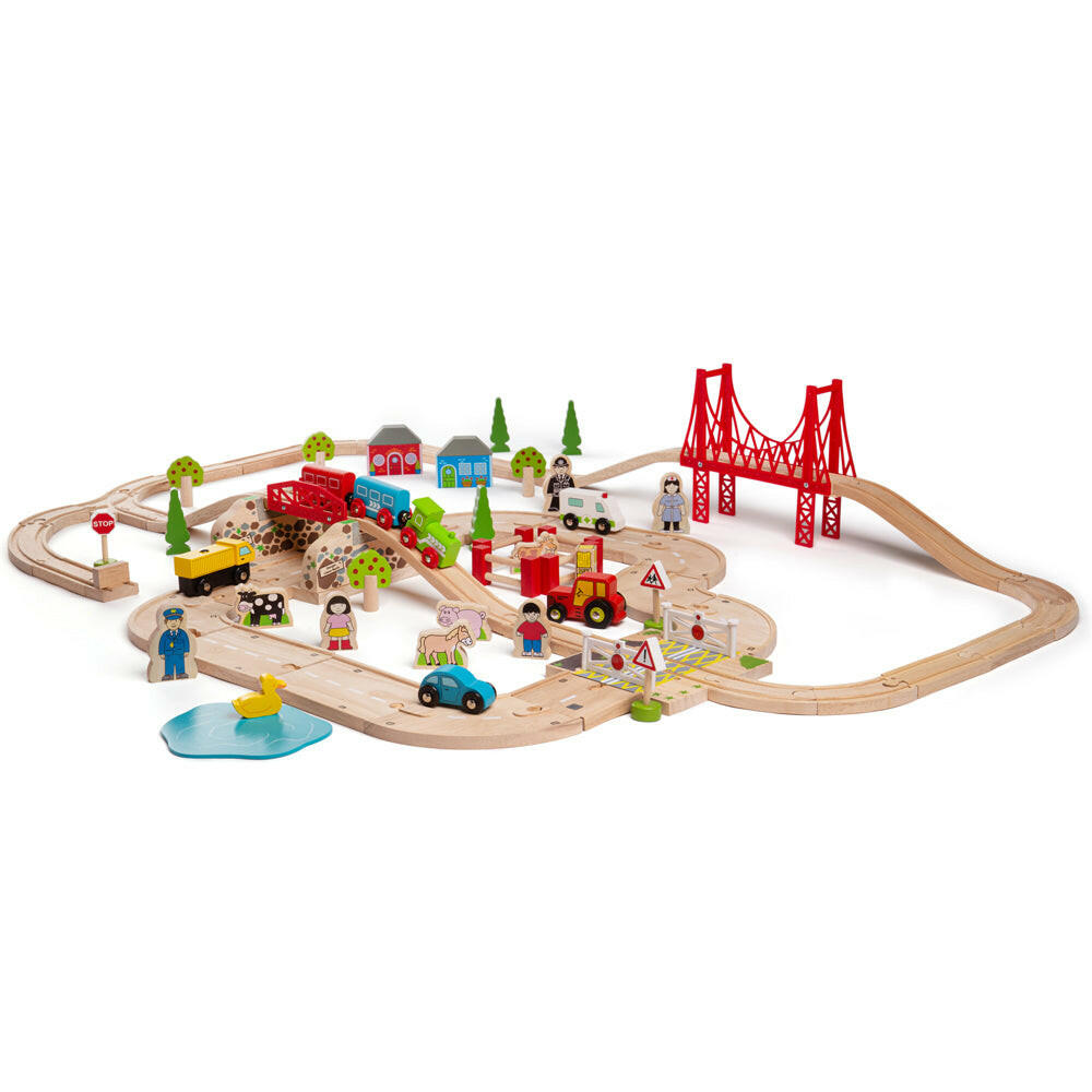 Road & Rail Train Set by Bigjigs Toys US  Bigjigs Toys US
