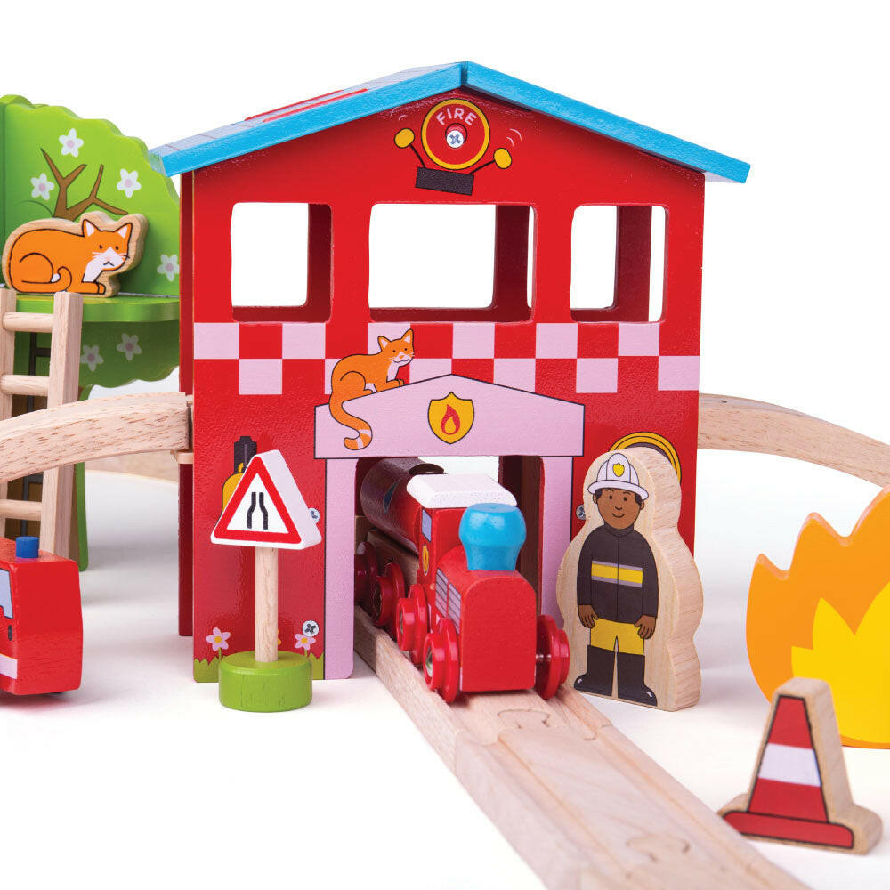 Fire Station Train Set by Bigjigs Toys US Bigjigs Toys US