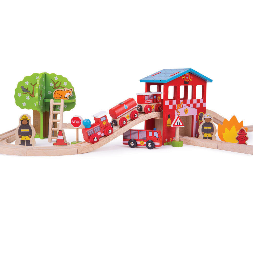Fire Station Train Set by Bigjigs Toys US Bigjigs Toys US