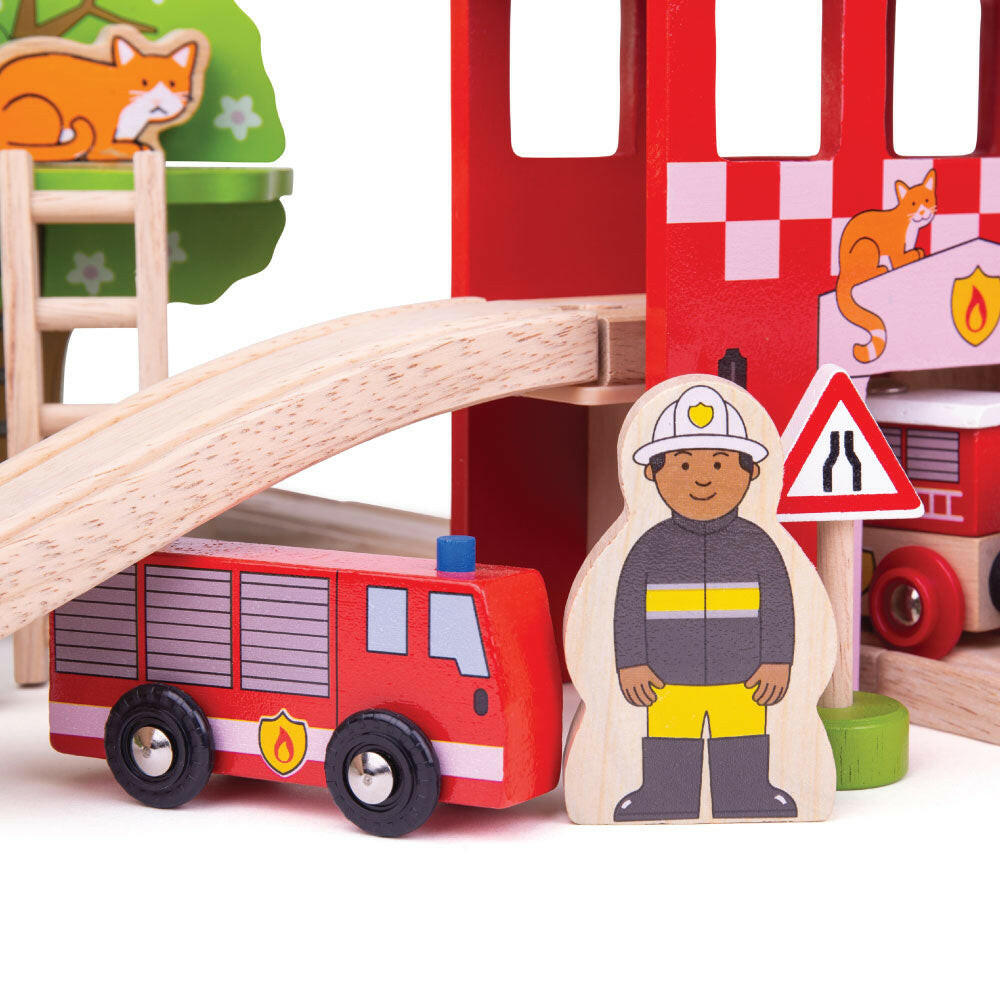 Fire Station Train Set by Bigjigs Toys US Bigjigs Toys US