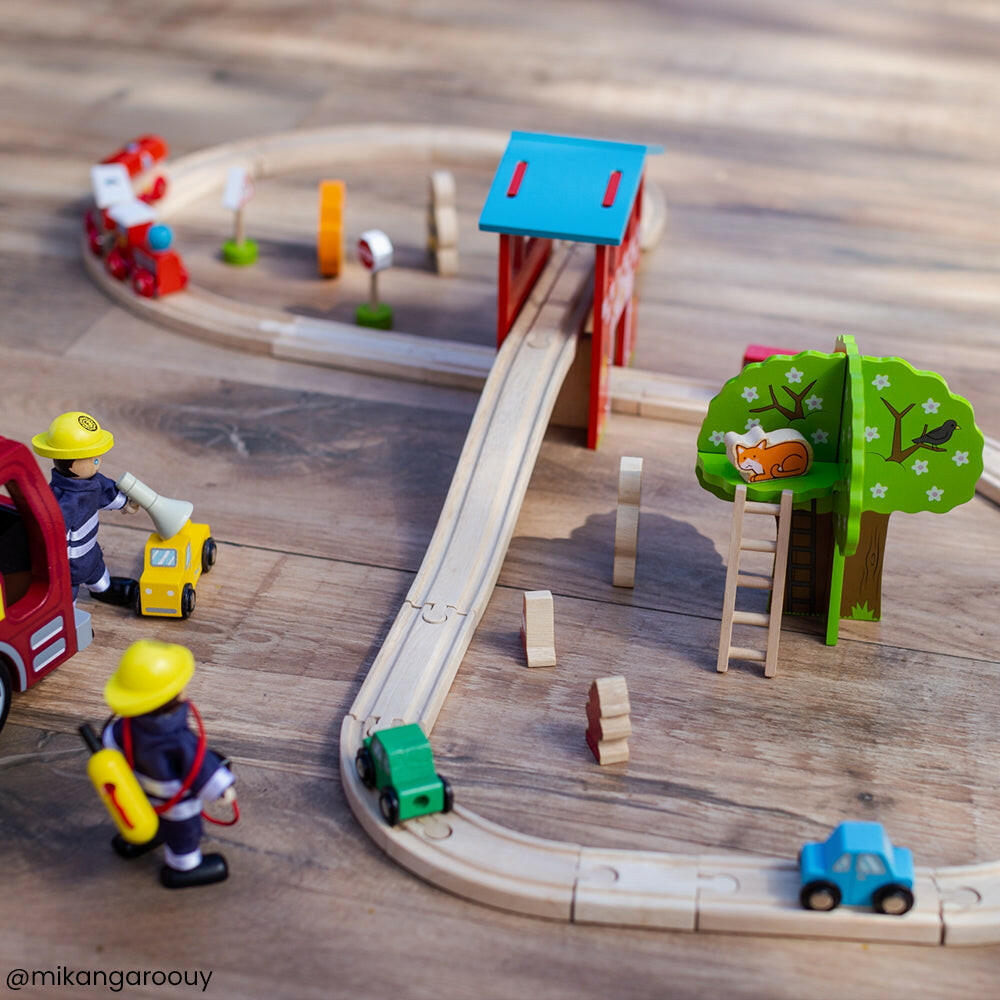 Fire Station Train Set by Bigjigs Toys US Bigjigs Toys US
