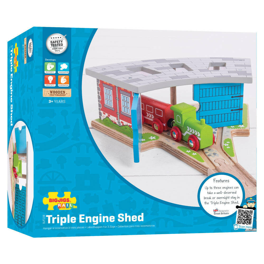 Triple Engine Shed by Bigjigs Toys US  Bigjigs Toys US