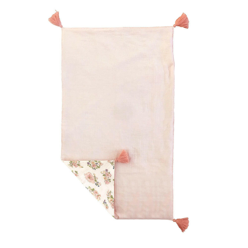 BLUSH PINK AND FLORAL DOUBLE SIDED MUSLIN PLAY MAT Play Mat MON AMI
