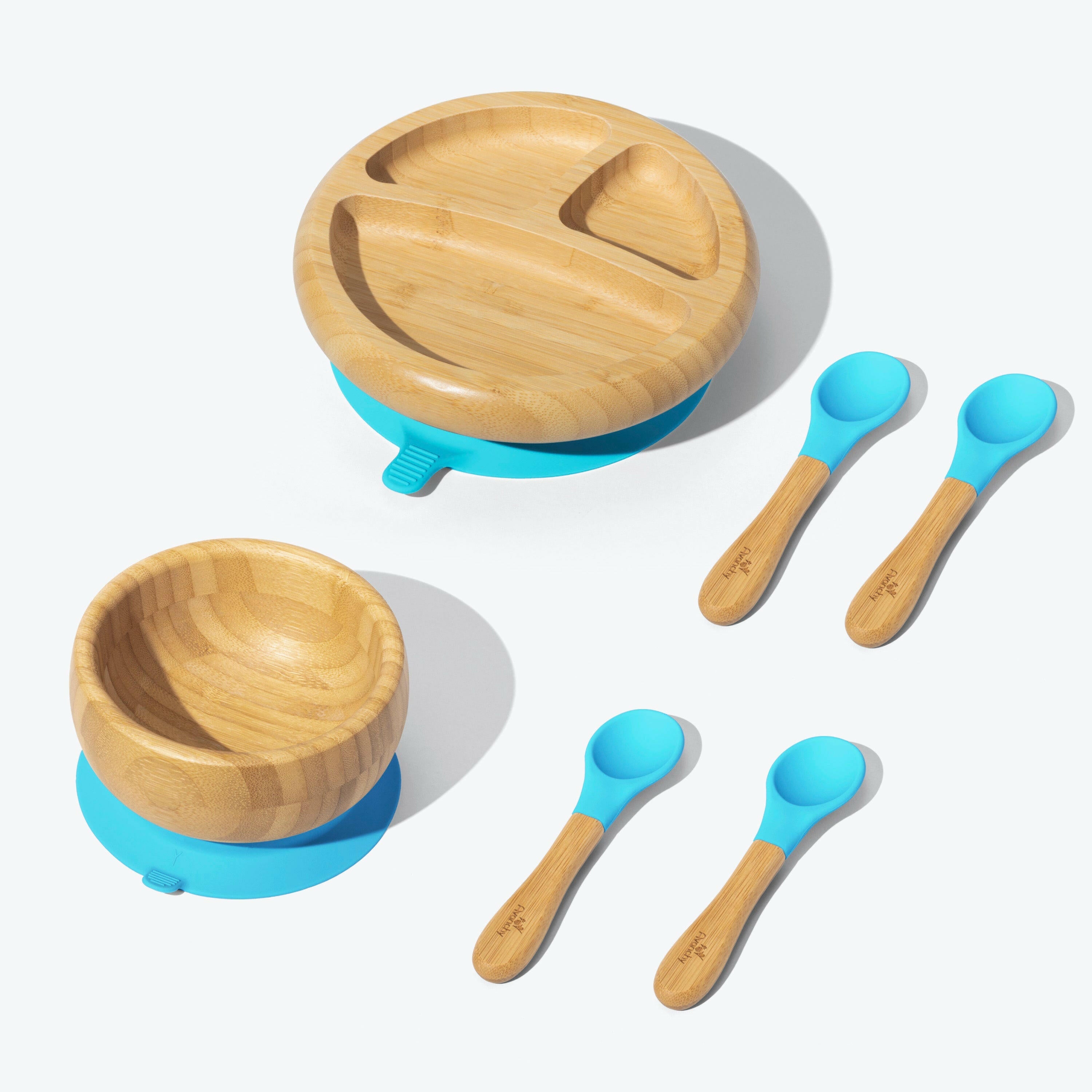 Avanchy Bamboo Starter Kits Nursing & Feeding Avanchy Sustainable Baby Dishware Spoons Blue