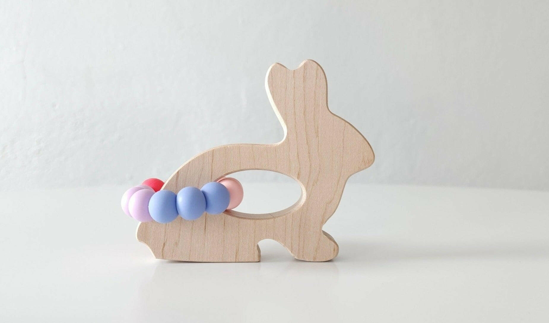 Bunny Wooden Grasping Toy with Teething Beads Grasping Toy Bannor Toys