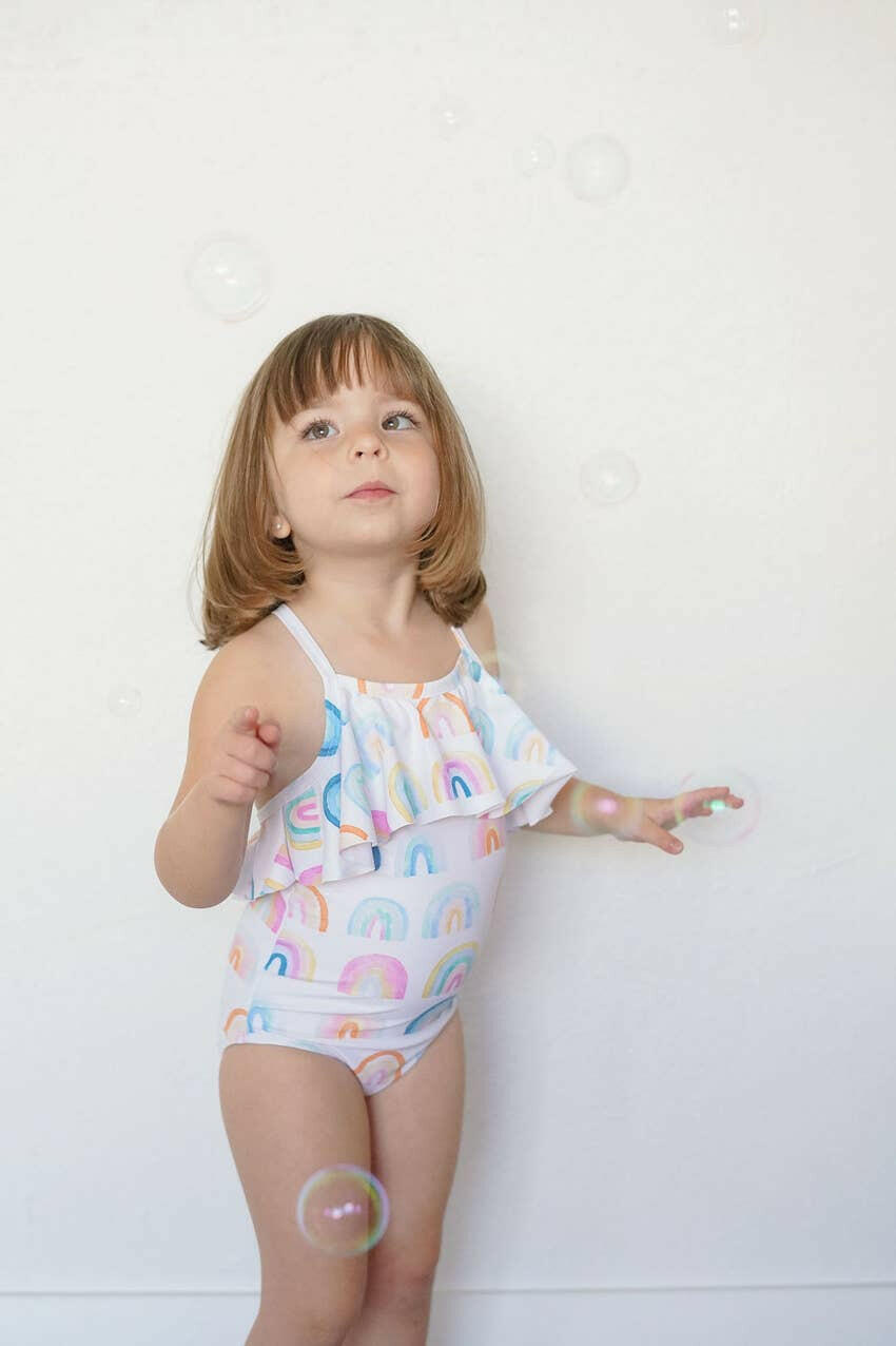 Makayla Swim in Watercolor Rainbow Ollie Jay