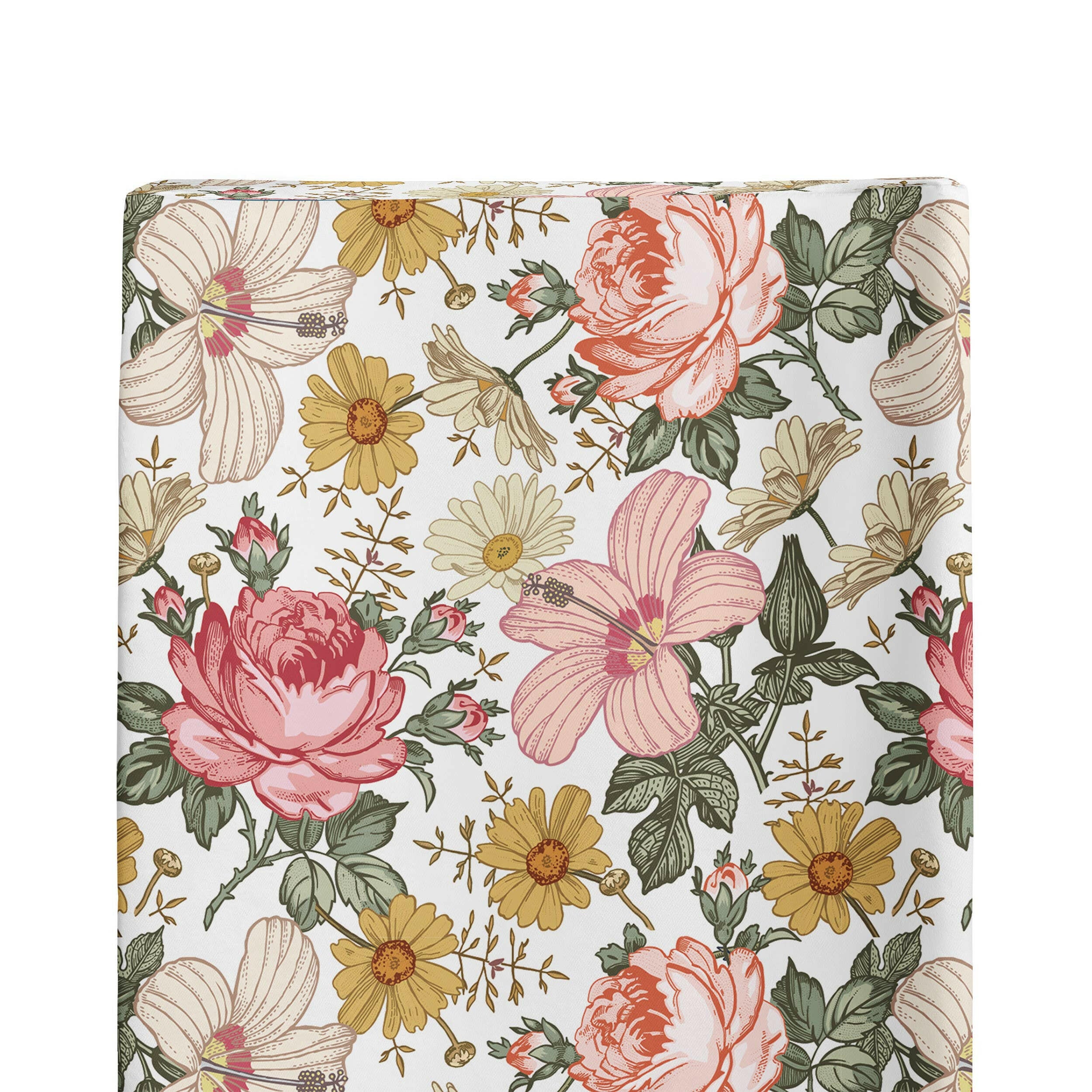 Changing Pad Cover - Vintage bright floral Baby Essentials JLIKA