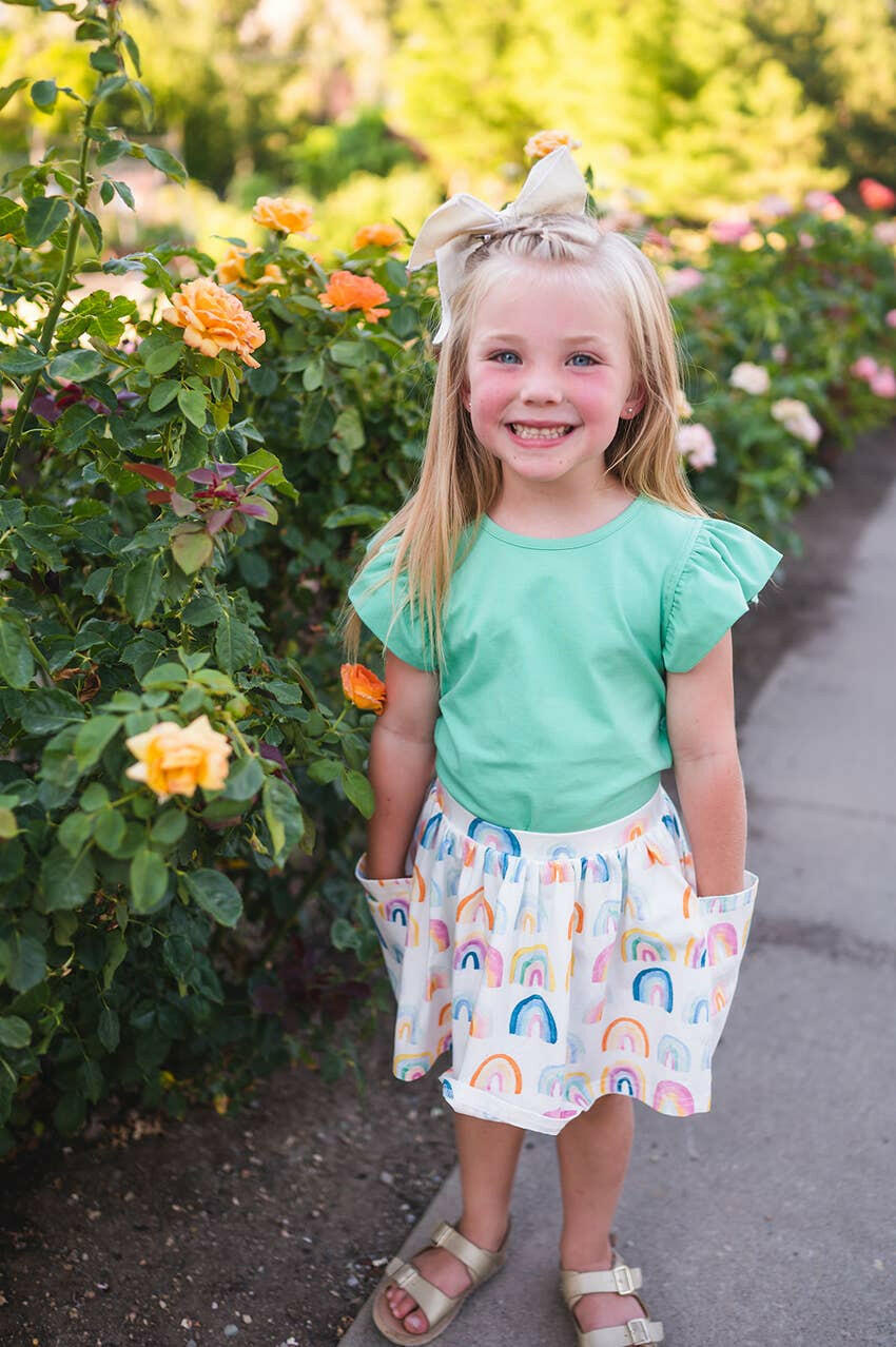 Pocket Skirt in Watercolor Rainbow Ollie Jay