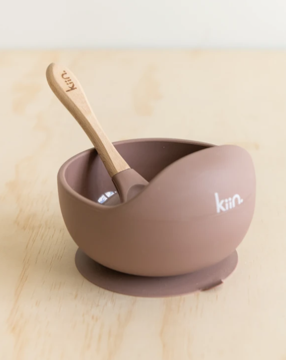 Silicone Bowl + Spoon Set Feeding Kiin Baby Heather