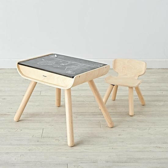 Toddler Desk & Chair - Black Furniture PlanToys