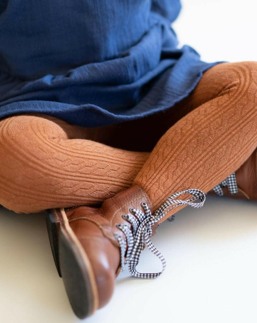 Sugar Almond Cable Knit Tights Tights Little Stocking Co