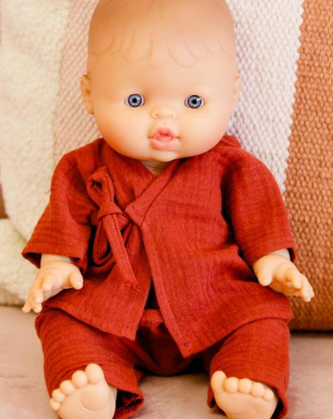 Kimono Niko cotton double gauze brick Doll Clothing Minikane