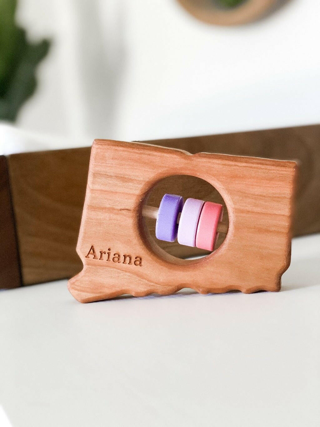 Connecticut State Wooden Baby Rattle™ State Rattle Bannor Toys