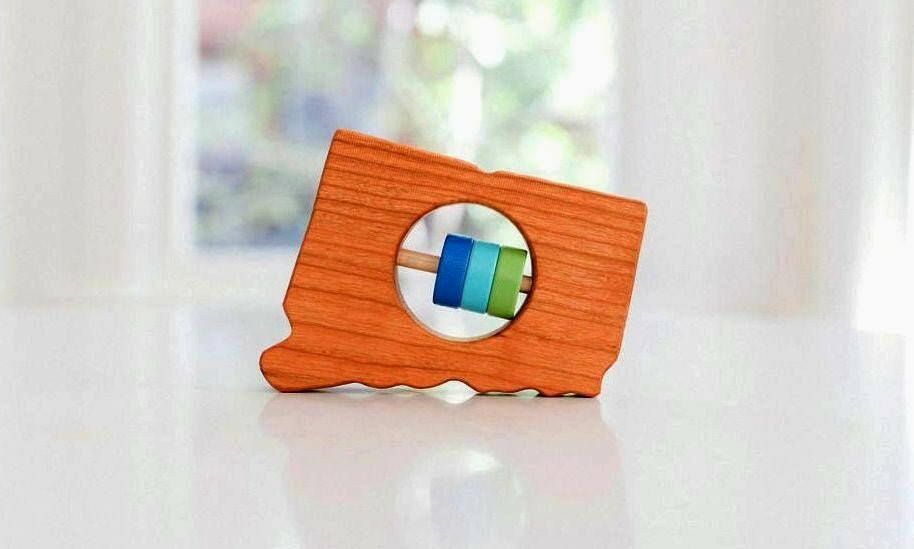Connecticut State Wooden Baby Rattle™ State Rattle Bannor Toys