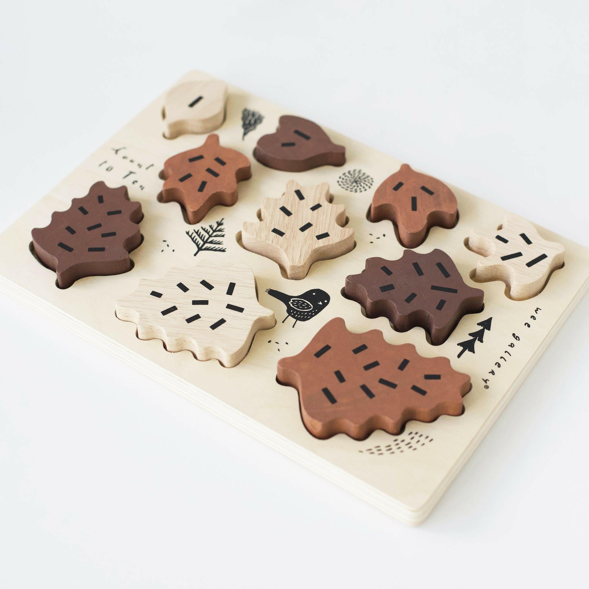 Wooden Tray Puzzle - Count to 10 Leaves Puzzle Wee Gallery