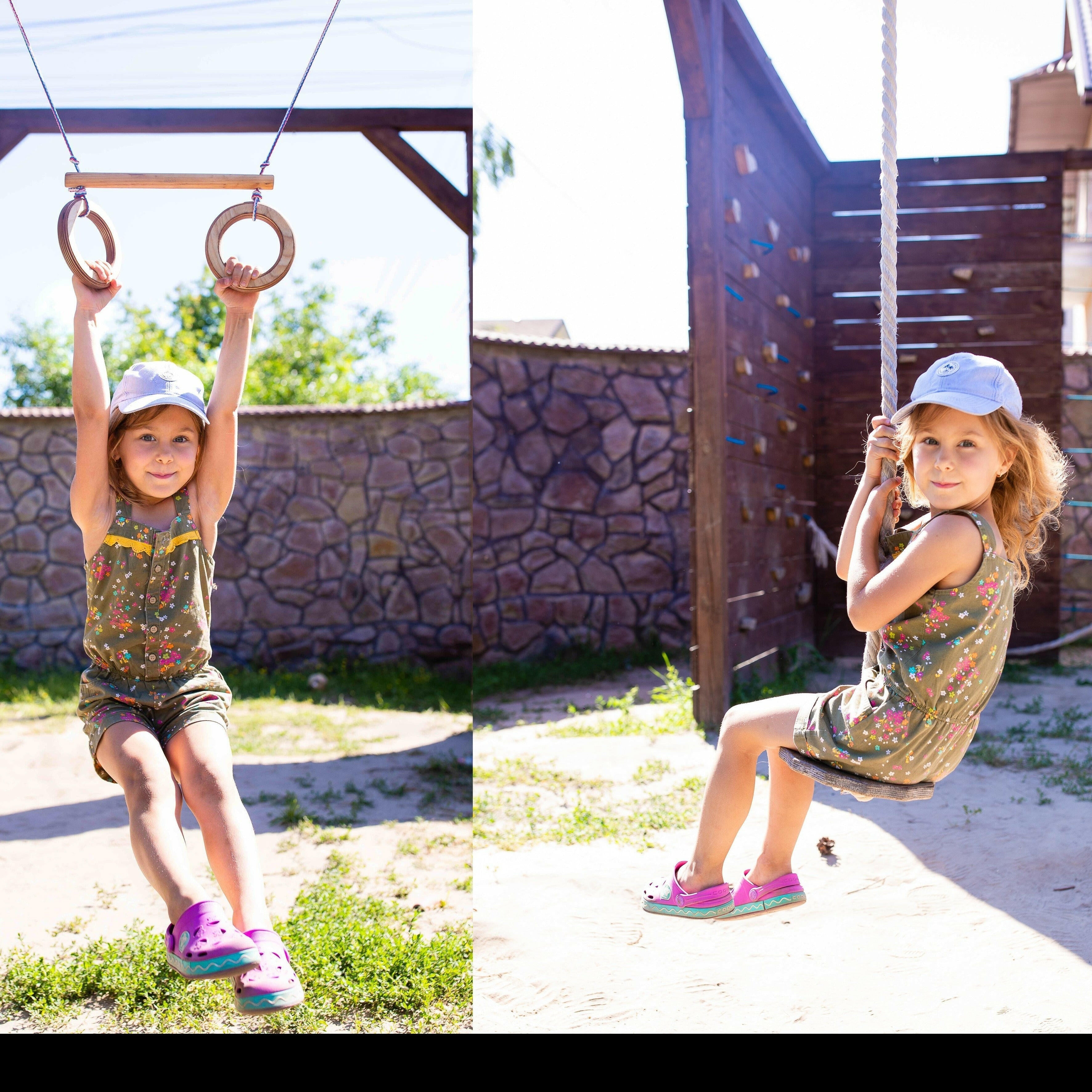 2in1 Swings Set: Disc rope swing + Trapeze bar with rings 2in1 Swing Set Goodevas